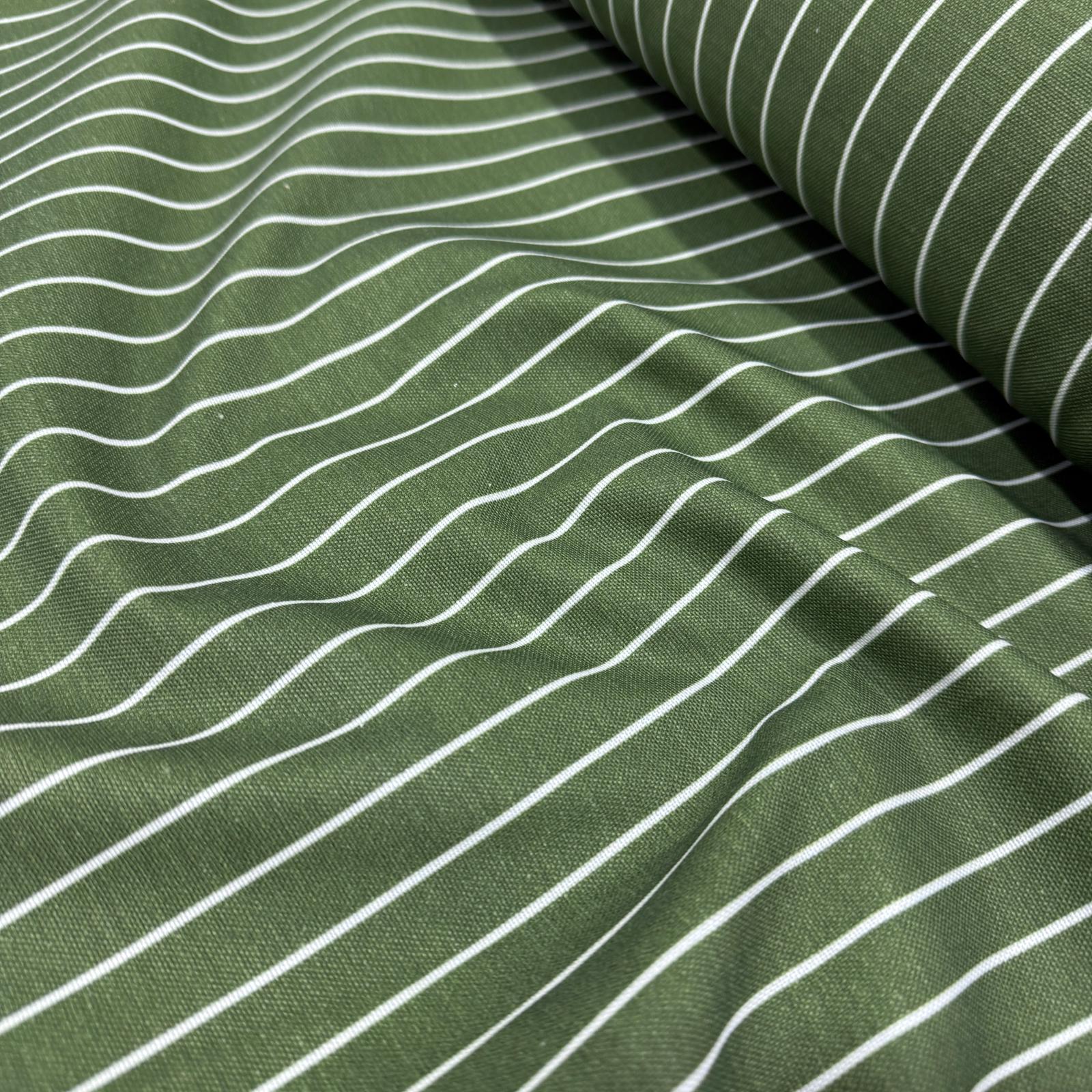 1-A Hafif Defolu Ceviz Yeşil Çizgili Dijital Duck Bezi