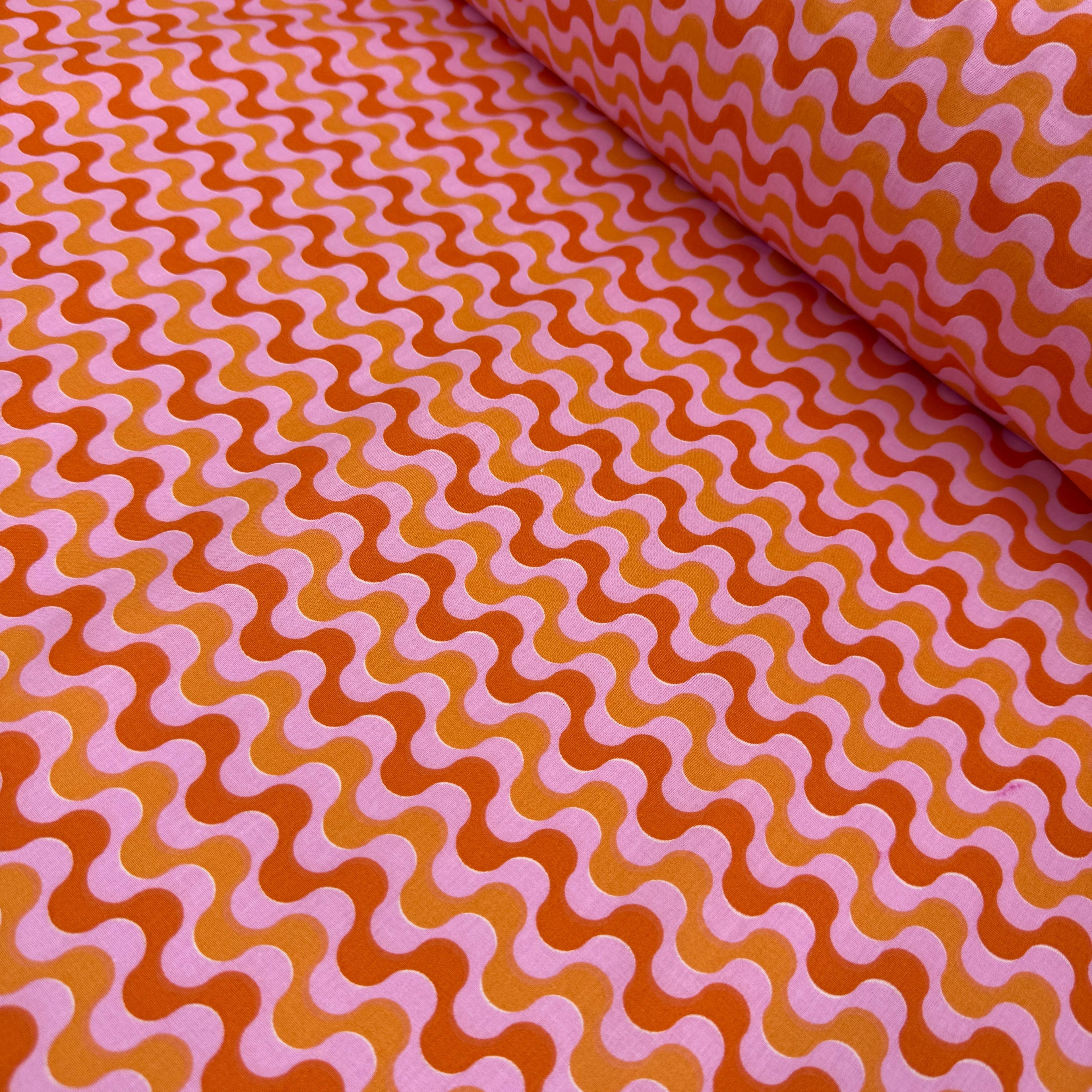 Pembe Dalgalar Premium Poplin Kumaş