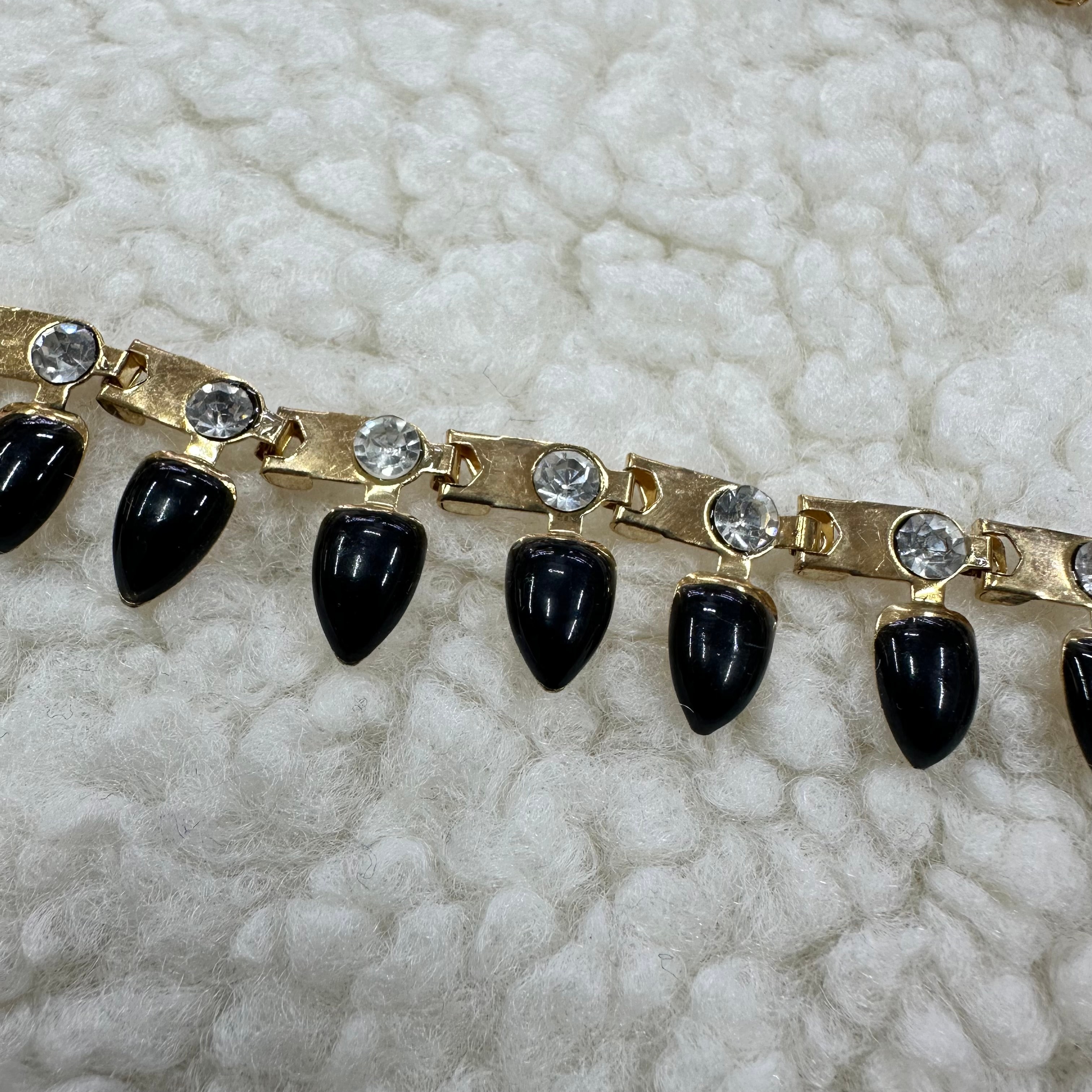 Siyah Damla Taşlı Şerit