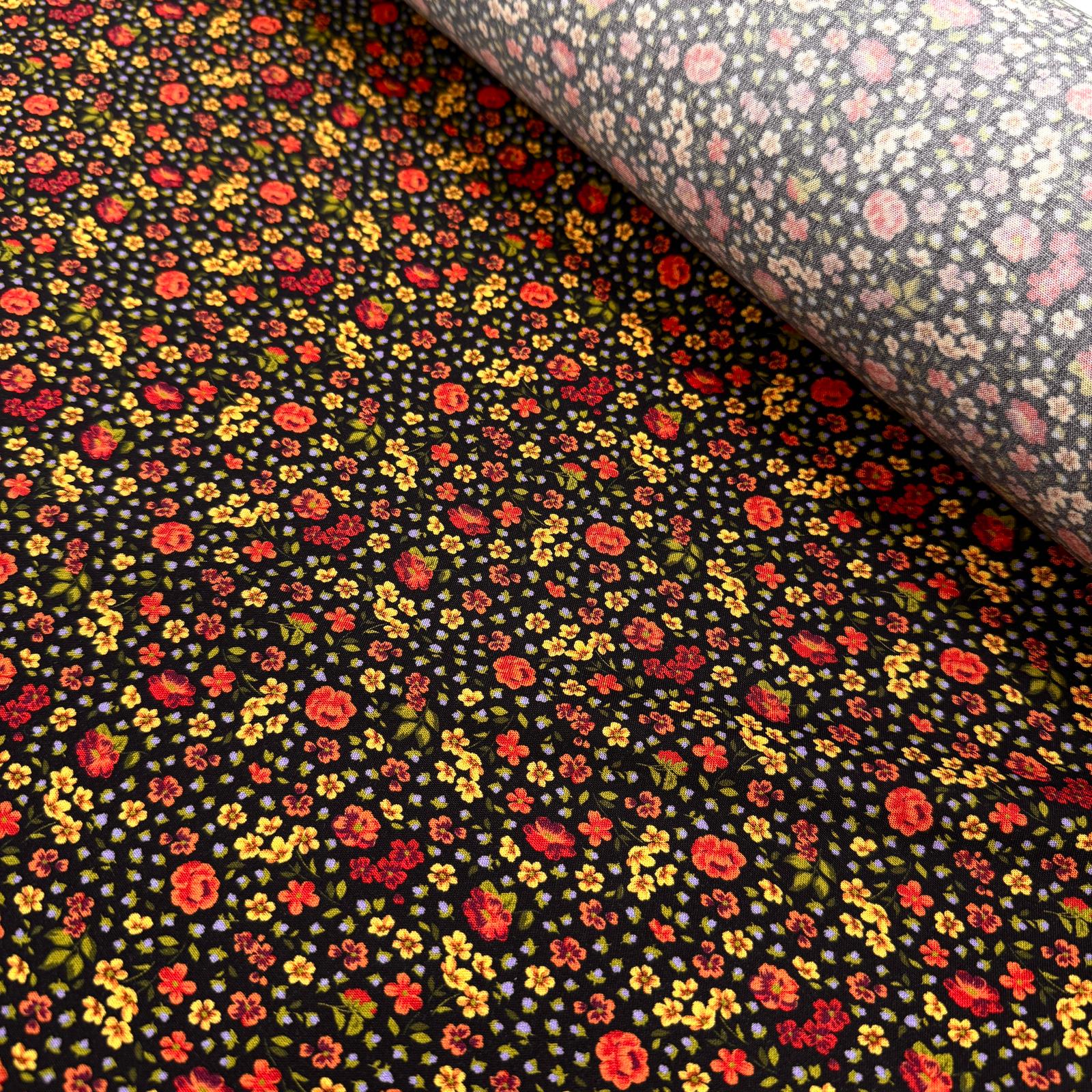 Serpme Çiçekler İntaşlar Markalı Viskon Kumaş