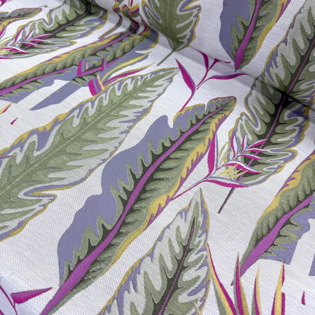 Sınırlı Stok Fuşya Yapraklar Goblen Kumaş