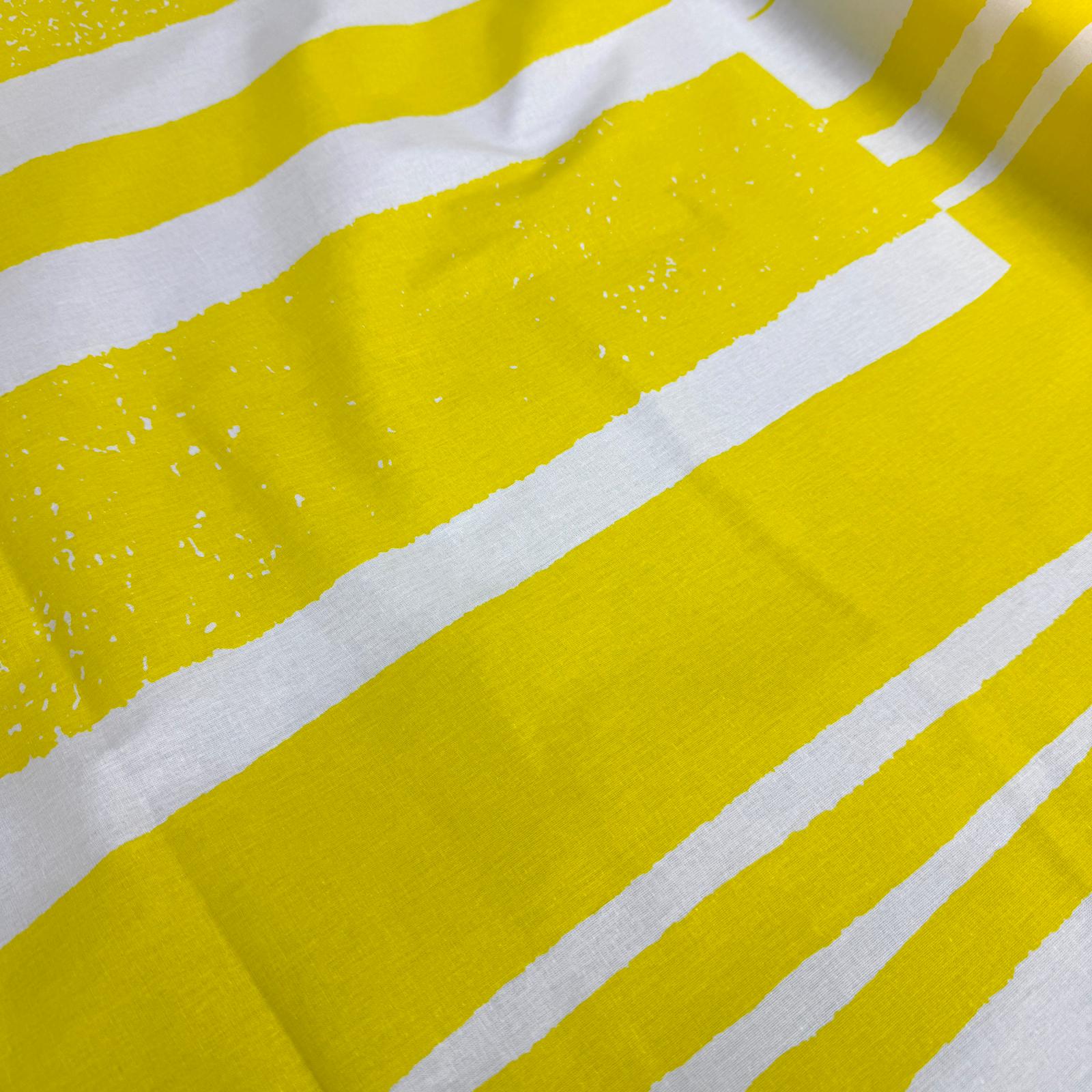 Büyük Sarı Şeritler Sert Poplin Kumaş