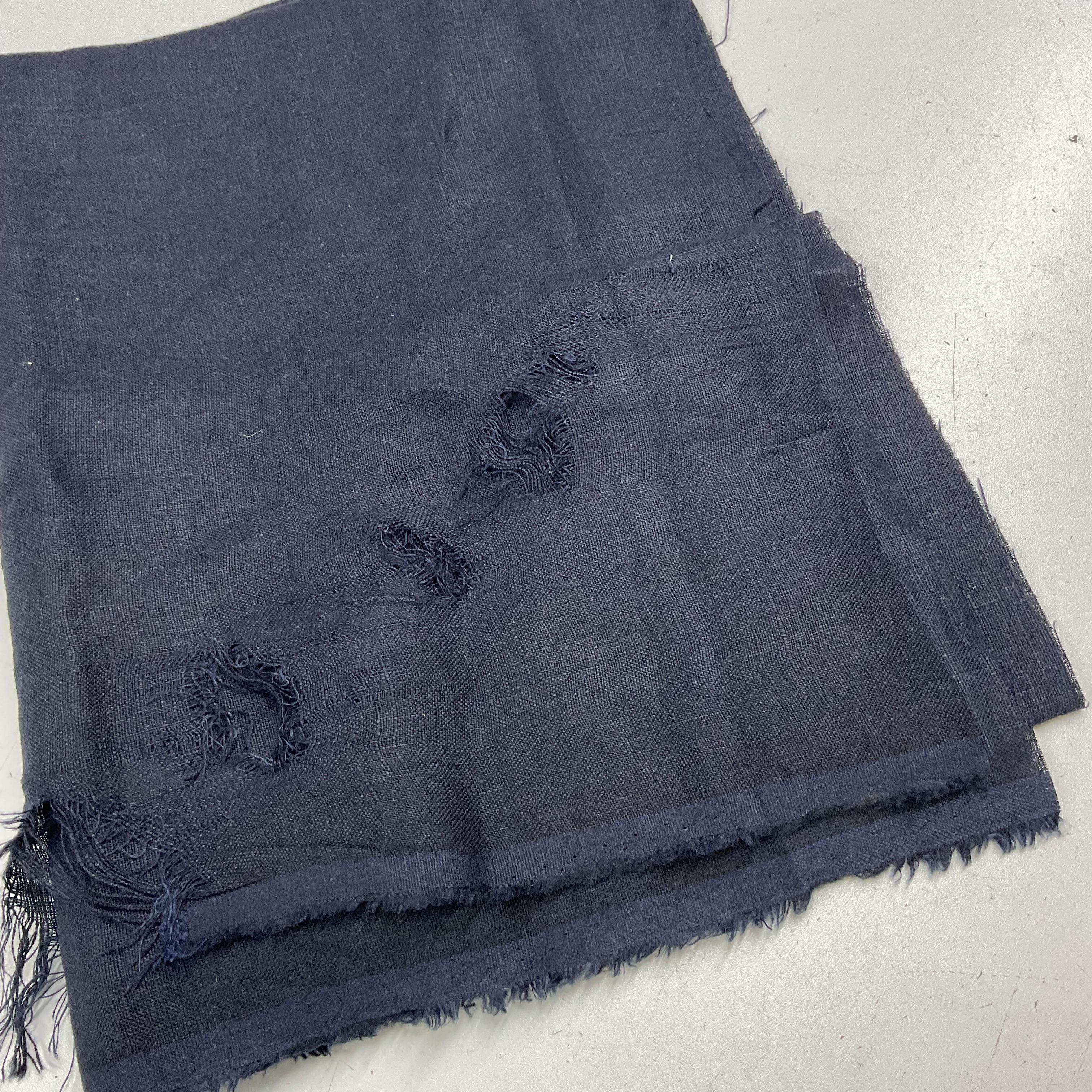 Defolu Lacivert Ham Keten 45*150 cm Keten Parça Kumaş