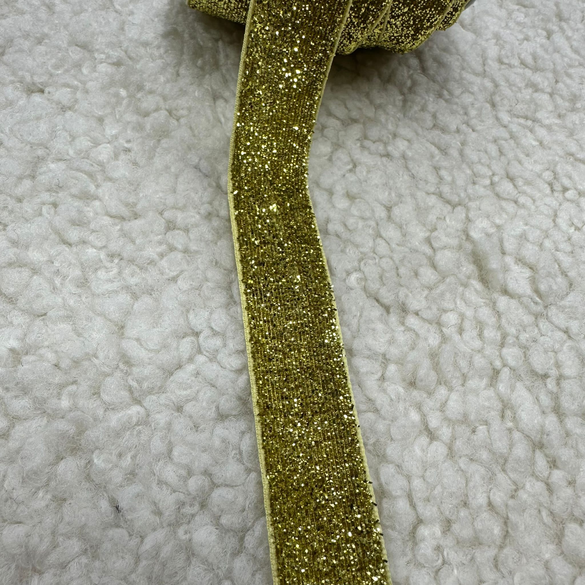 Gold Simli 2 Cm Kadife Kurdele Top 20Mt