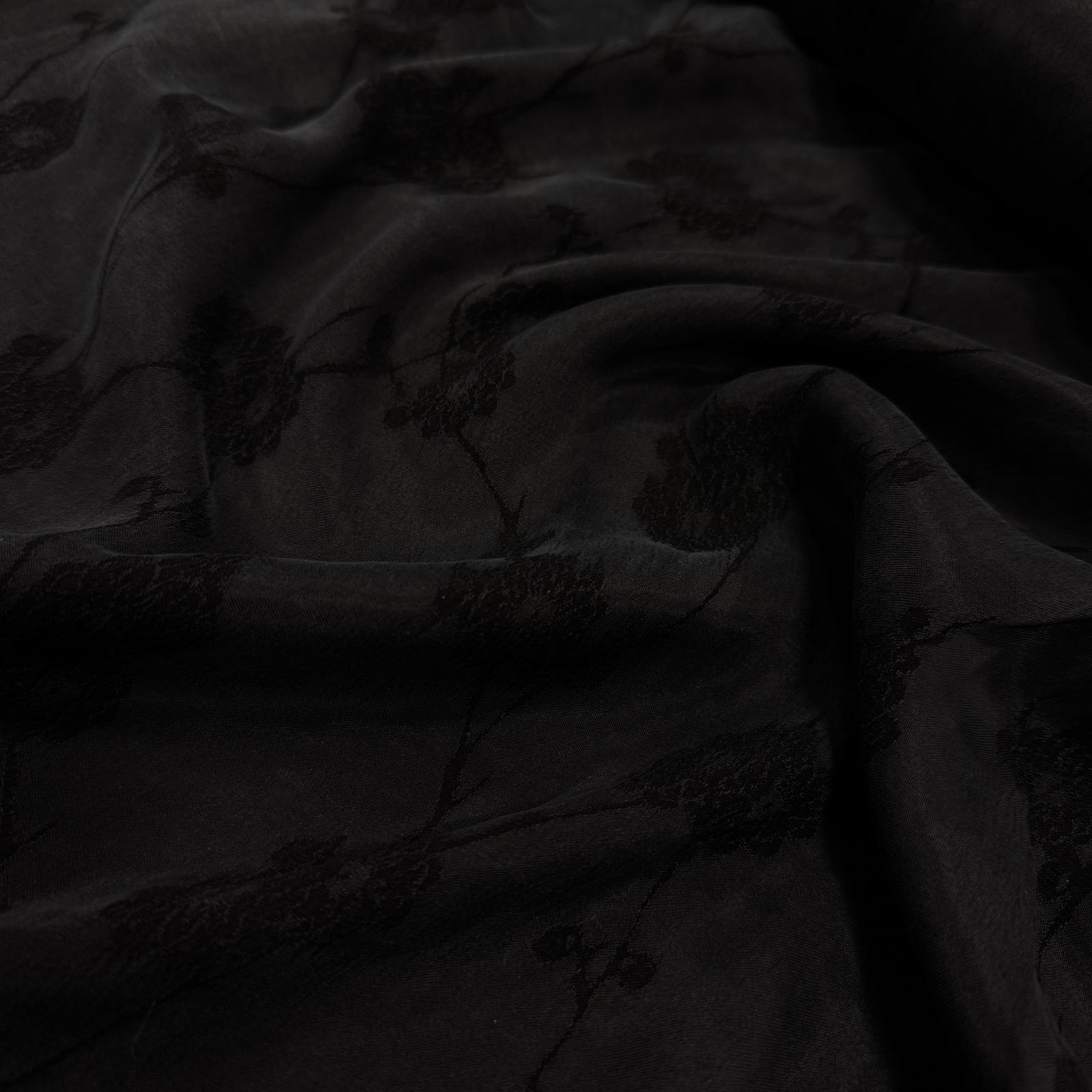 Siyah Çiçekli Dallar Cupro Kumaş