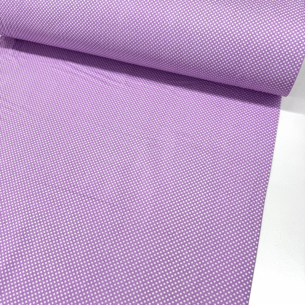 Lila Küçük Puantiyeli Poplin Kumaş