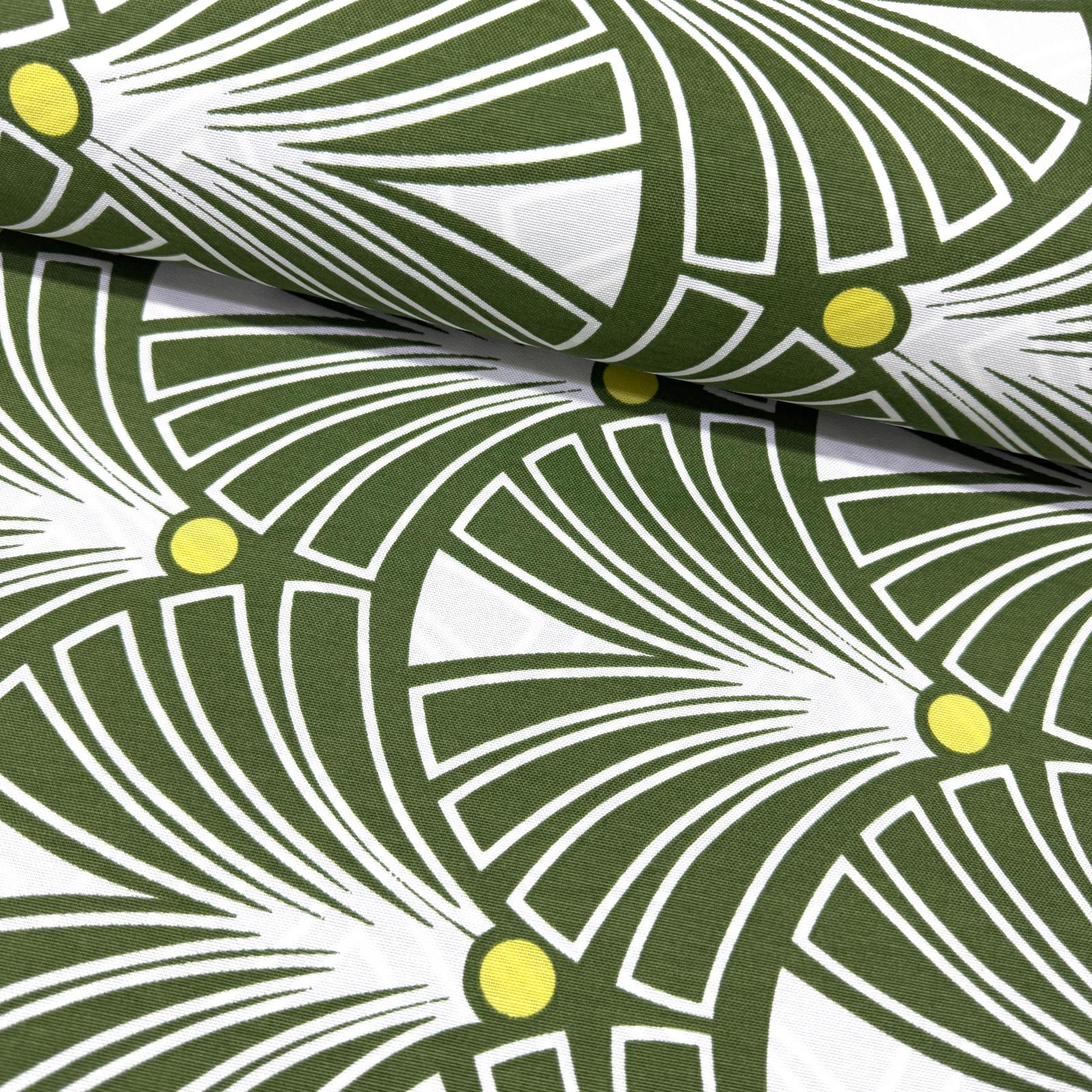 Palm Şekiller Panama Keteni - Yeşil