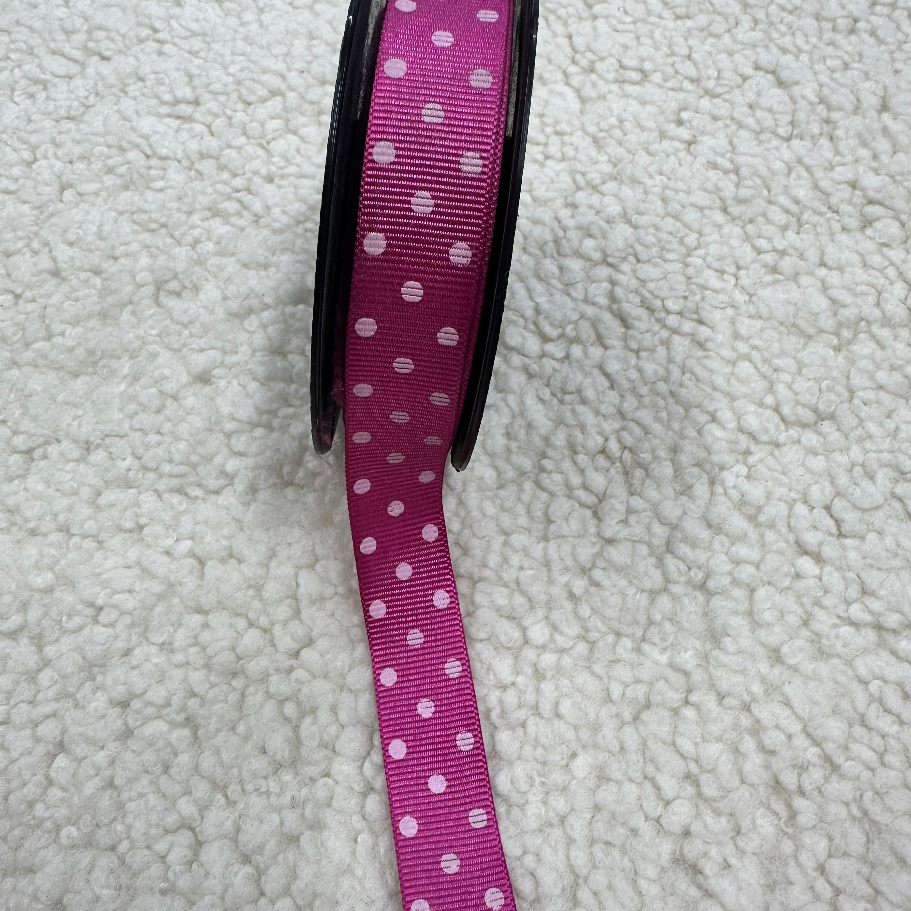 İki Cm Fuşya Puantiye Grogren Kurdele