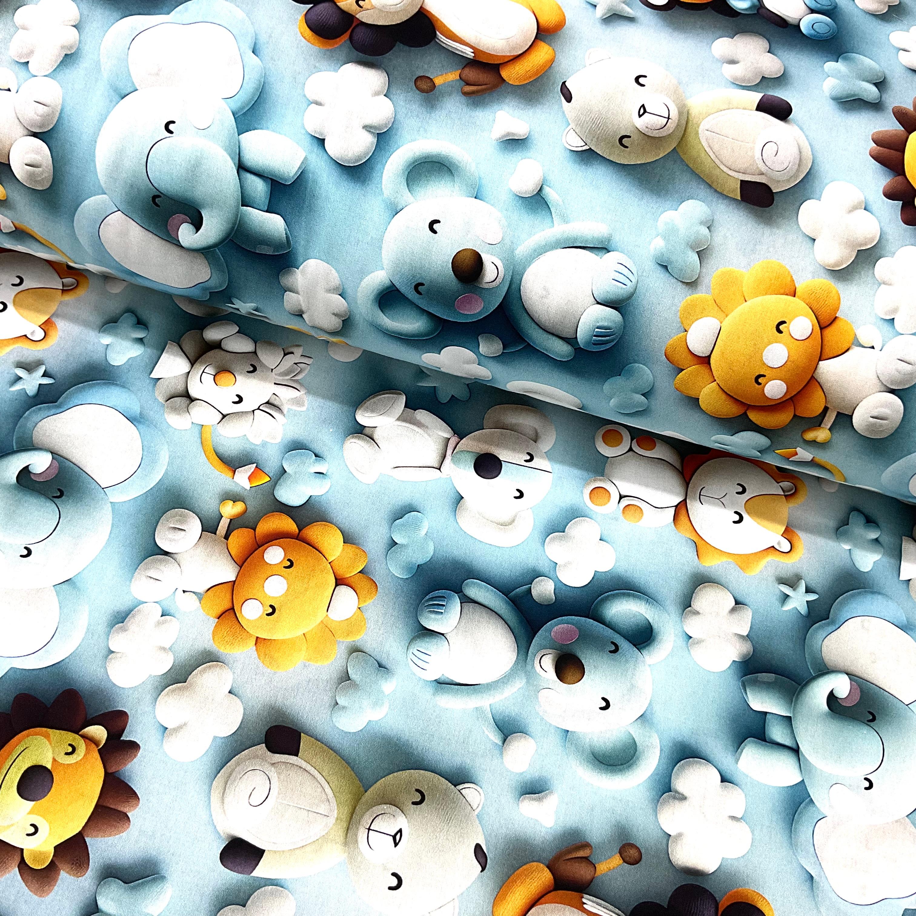 Animals 3D Dijital Poplin Kumaş