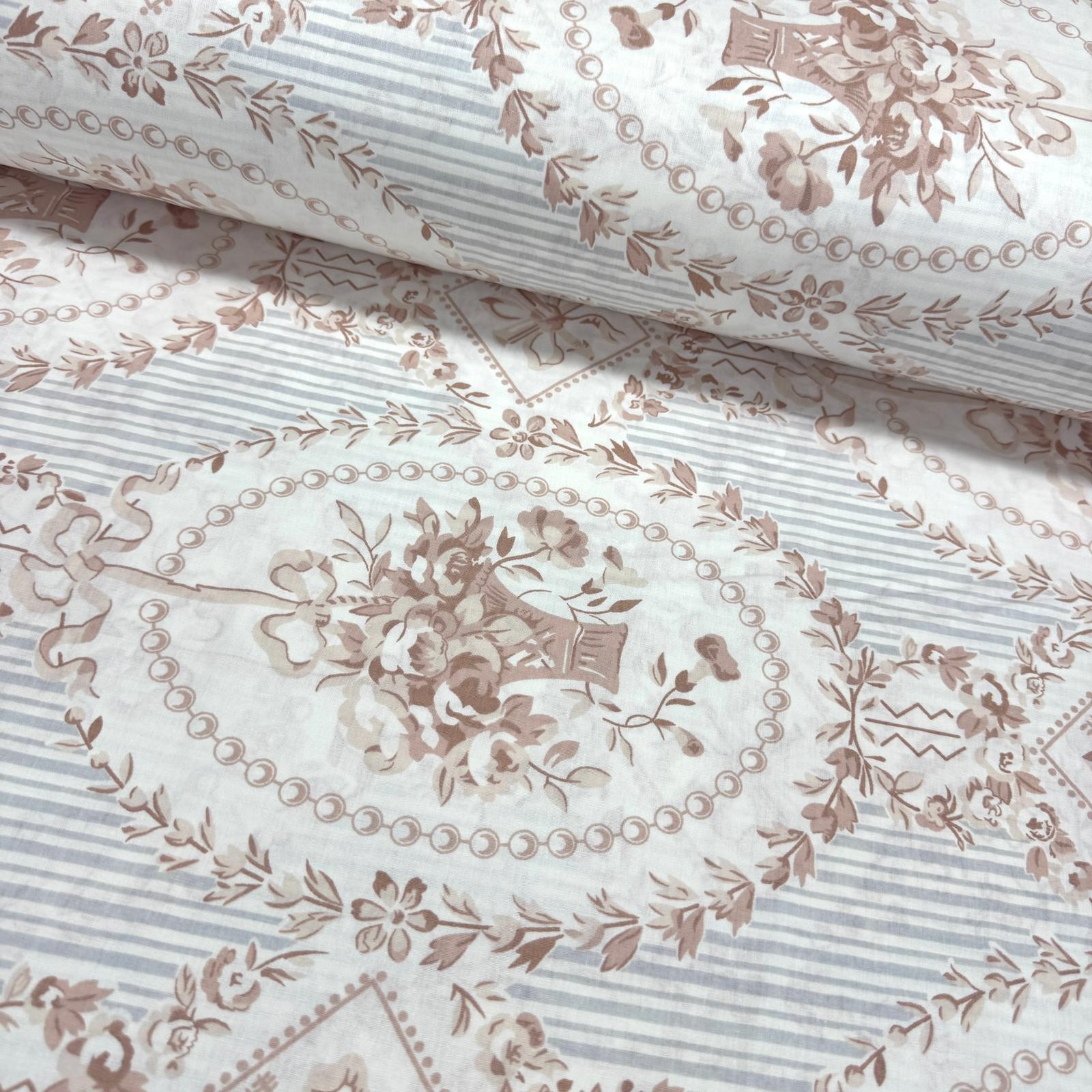 Çerçeveli Buketler Poplin Kumaş