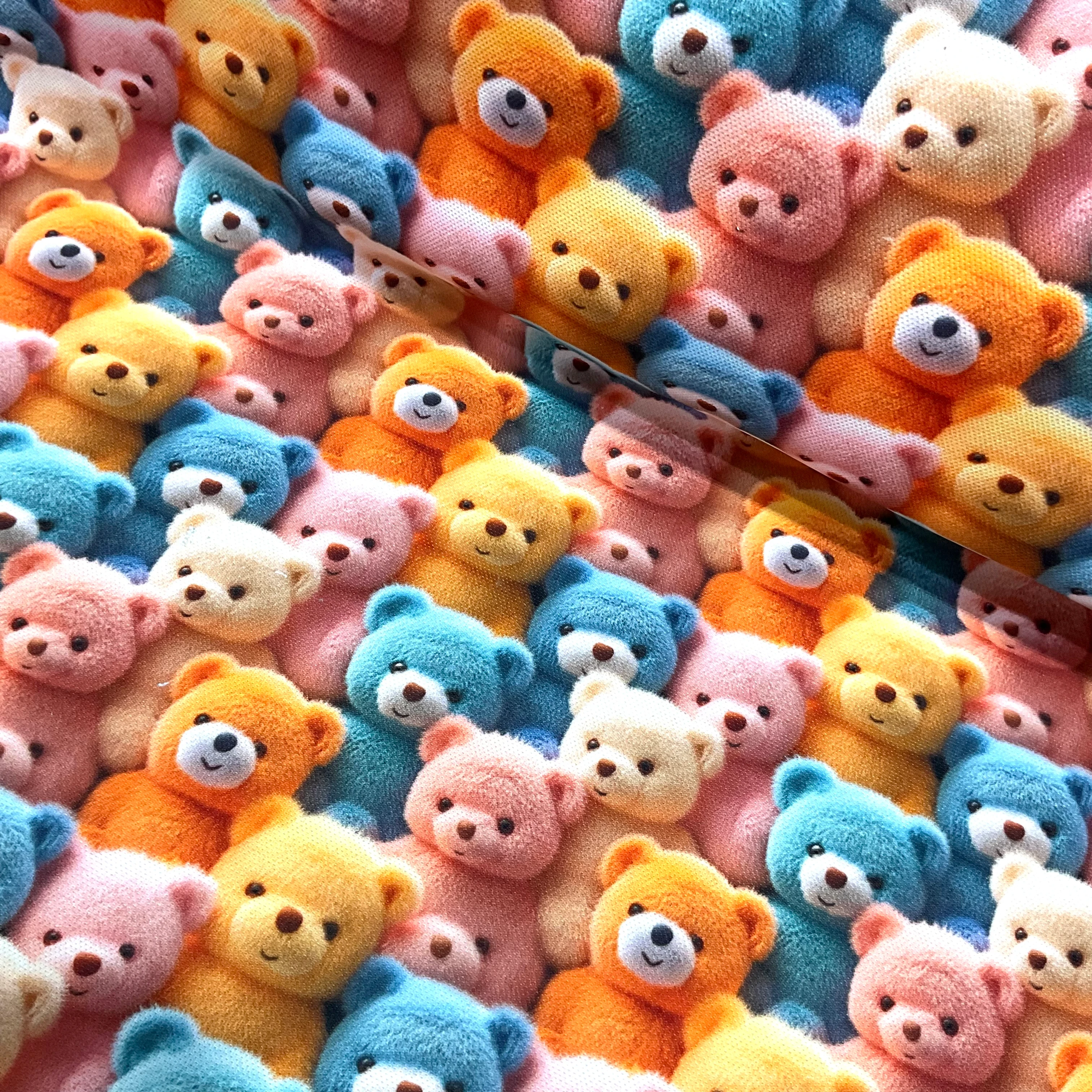 Renkli Ayılar 3D Dijital Baskı Kumaş