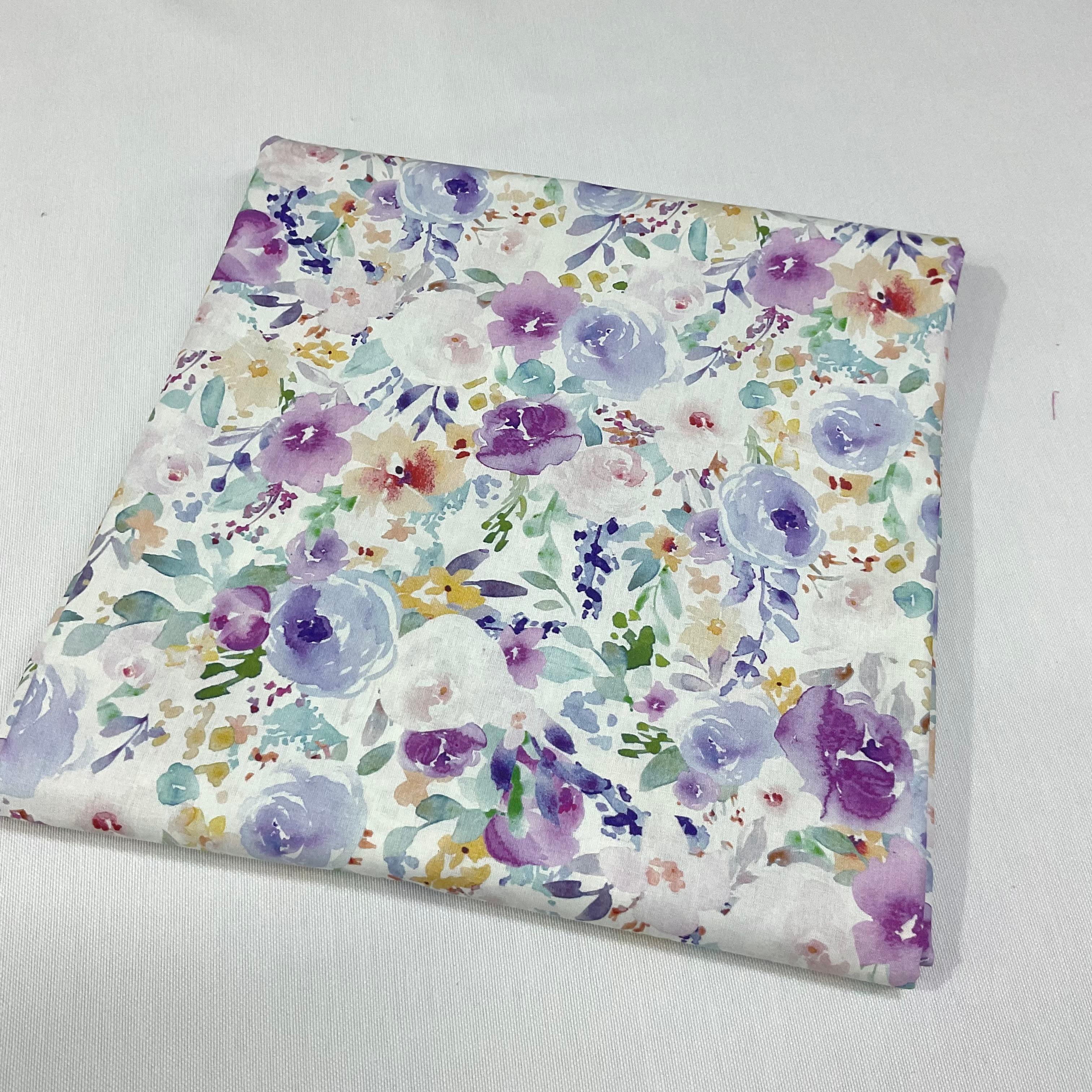 Mor Çiçekler 80*240 cm Parça Dijital Poplin Kumaş