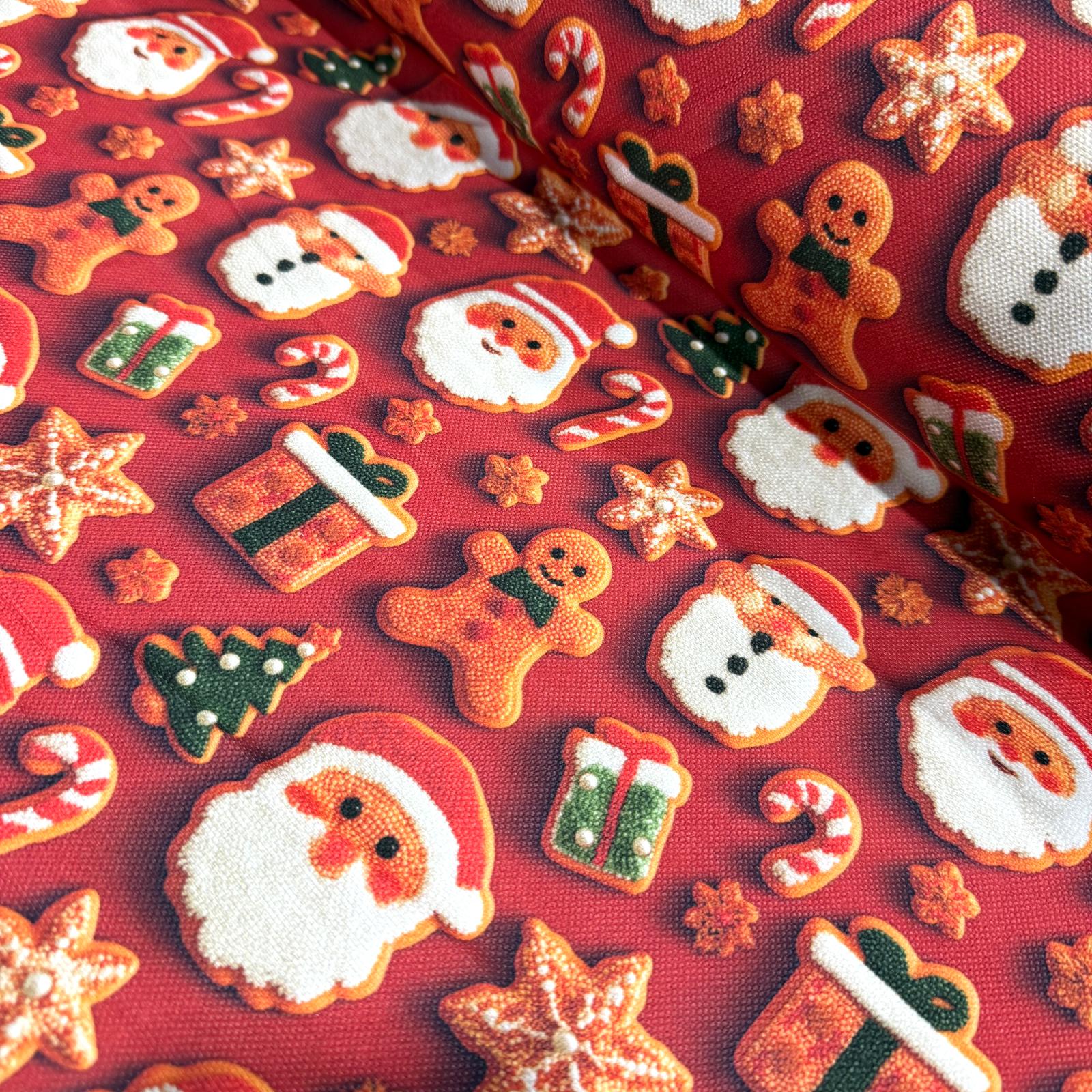3D Yılbaşı Kurabiyeleri Dijital Baskı Kumaş