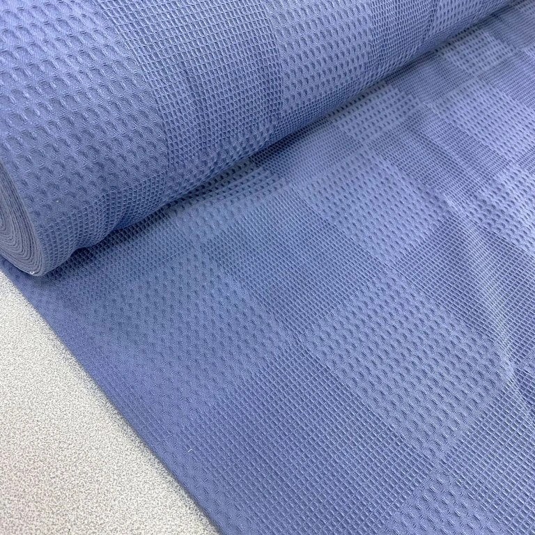 Düz Renk Waffle Pike Kumaş - İndigo Mavi