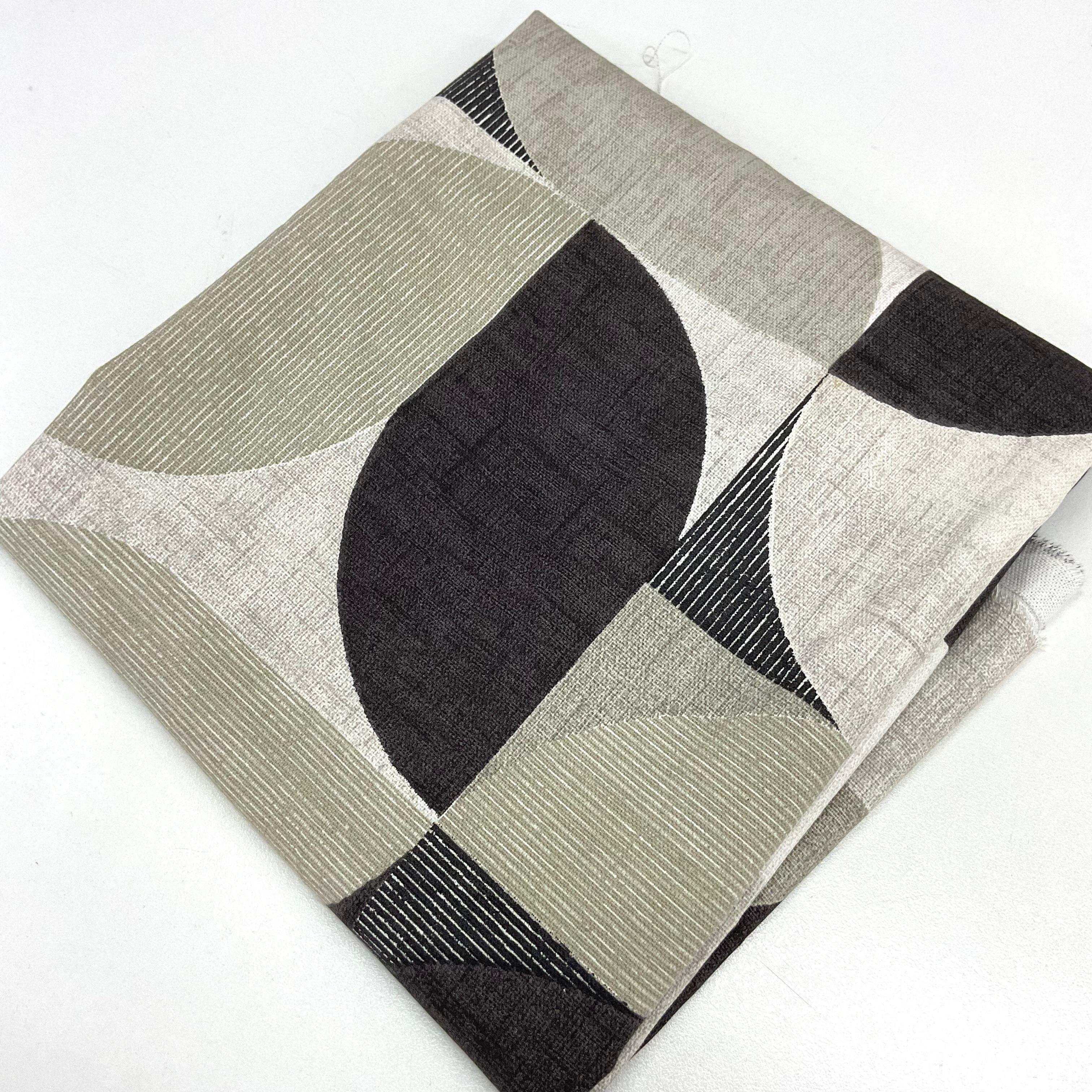 Siyah Geometri 50*140 cm Parça Premium Keten Kumaş