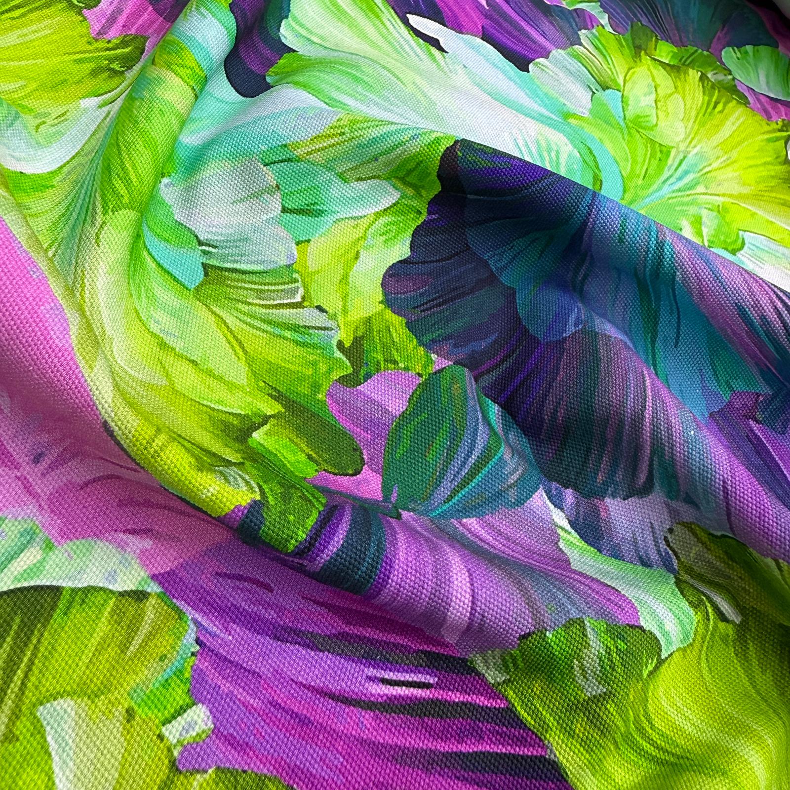 Yeşil Büyük Yapraklar İntaşlar Markalı Kanvas Kumaş