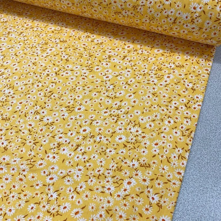 Sarı Papatyalar Poplin Kumaş