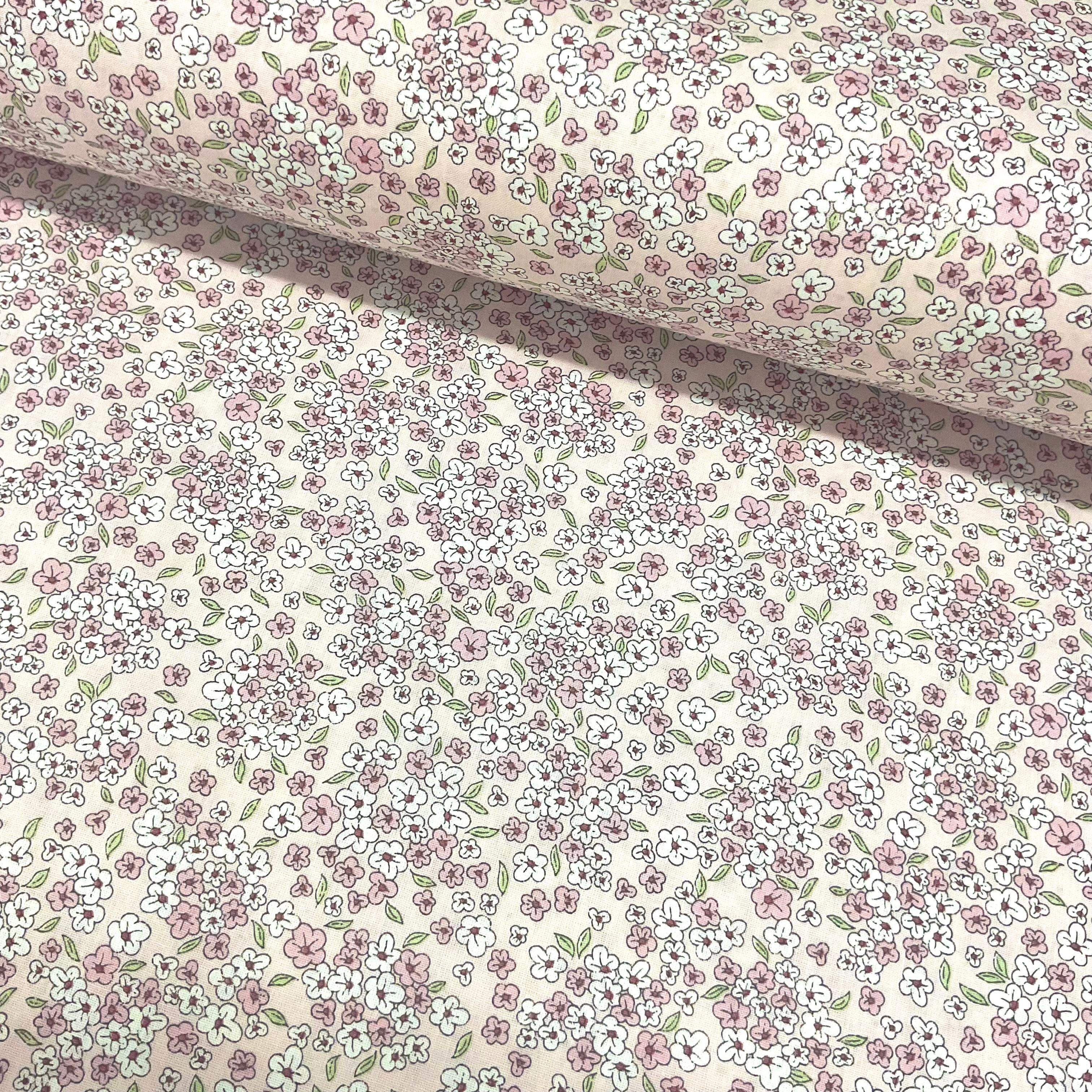 Toz Pembe Çiçekler Çiçekler Poplin Kumaş