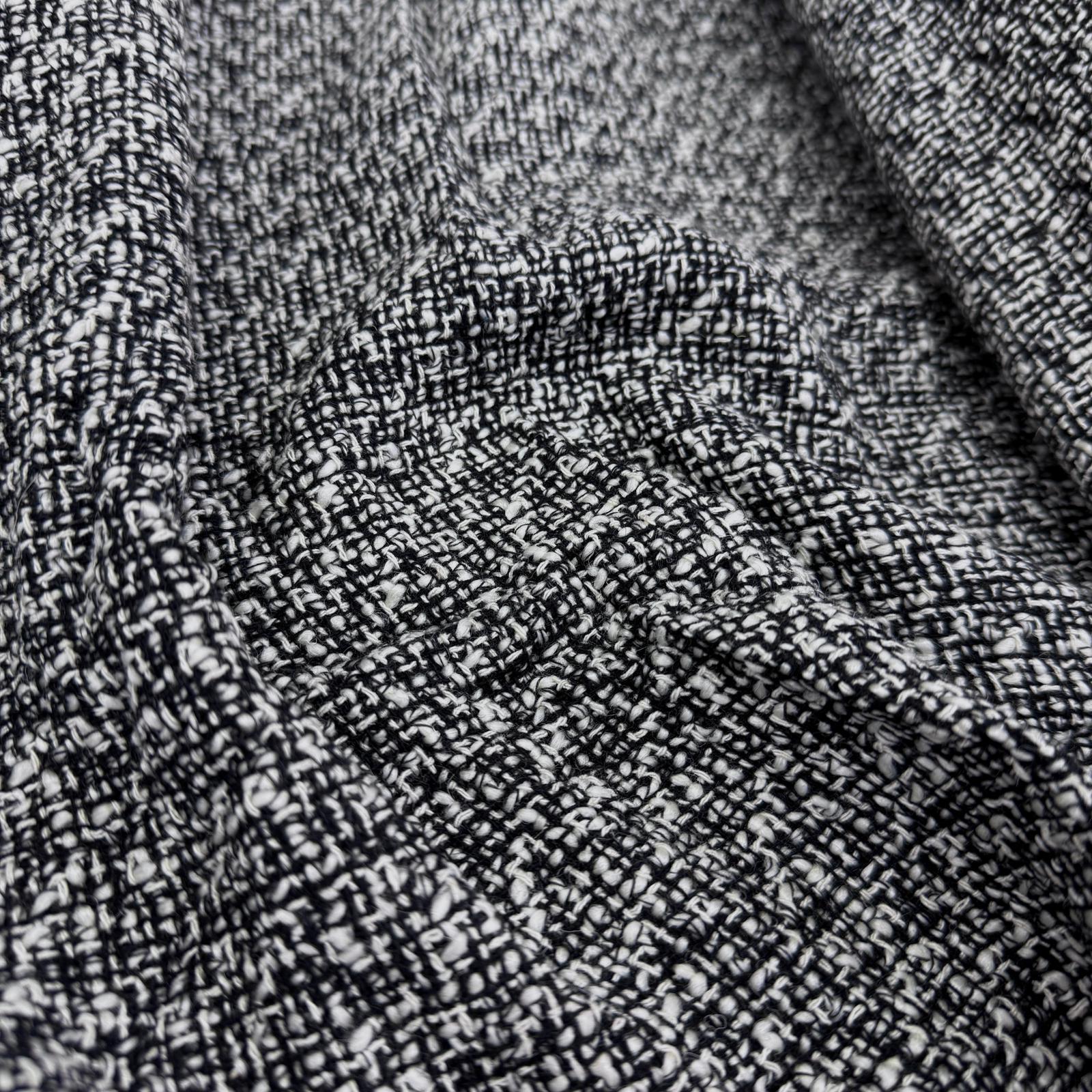 İngiliz Yünlü Siyah Beyaz Şanel Kumaş