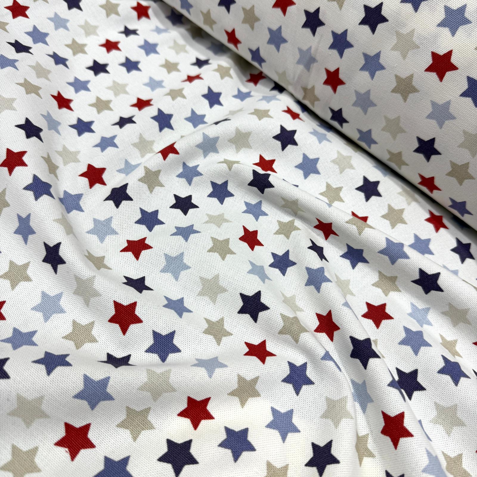 Renkli Yıldızlar Premium Pamuk Keten Kumaş