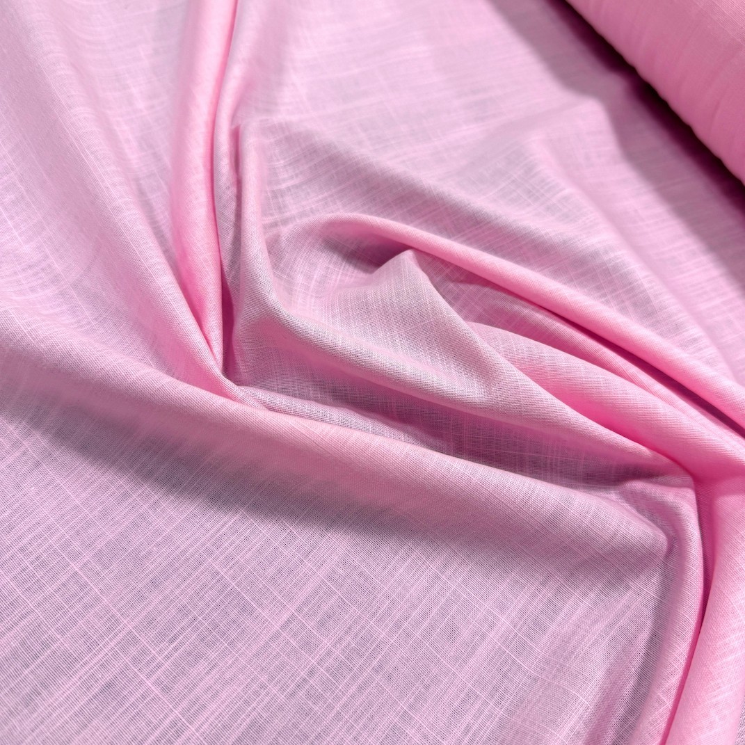 Pembe Vual Flam Keten Kumaş