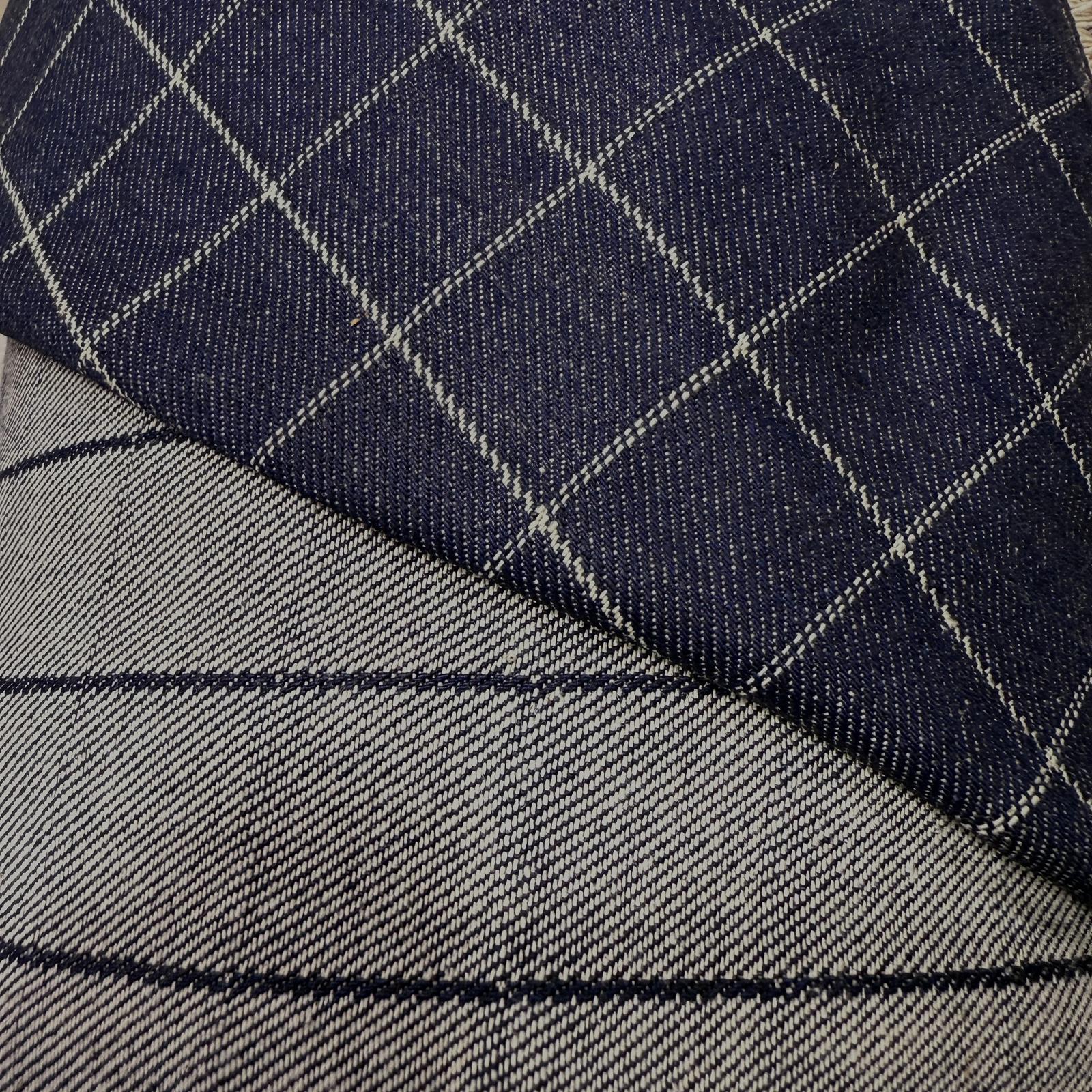 Lacivert Kareli Kot Kumaş