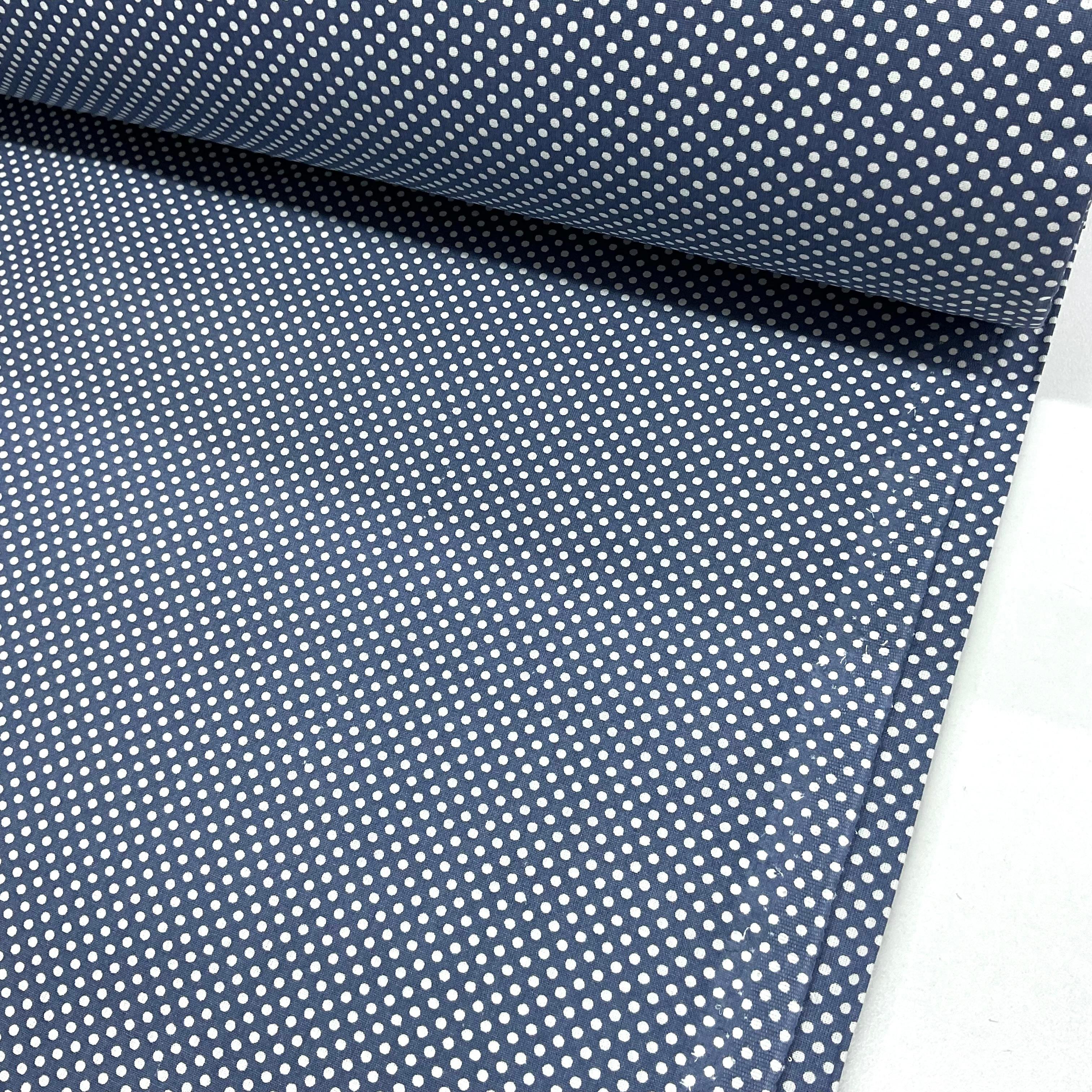 Denim Mavi Küçük Puantiyeli Poplin Kumaş