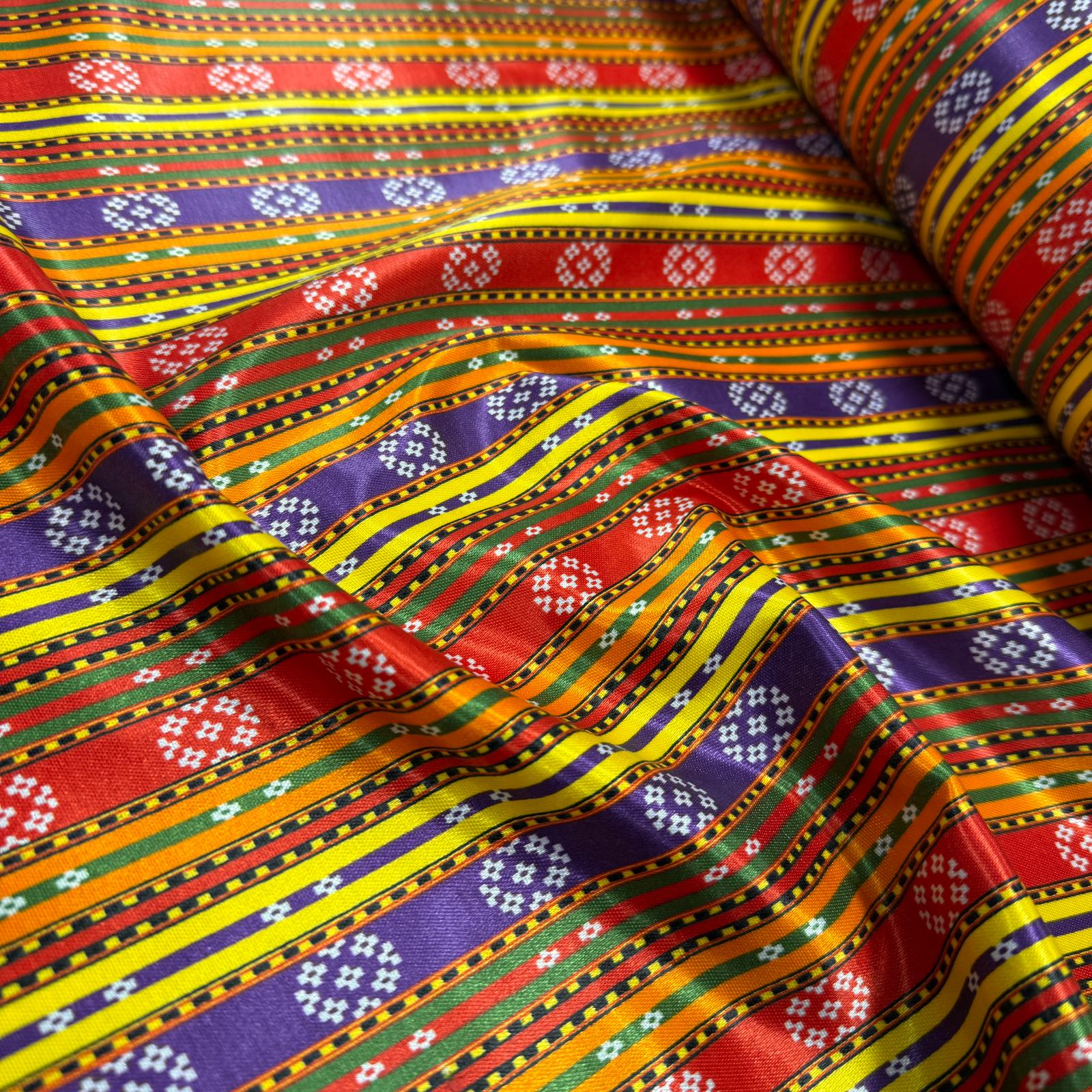 Osmanlı Baskılı Saten Kutnu Kumaş