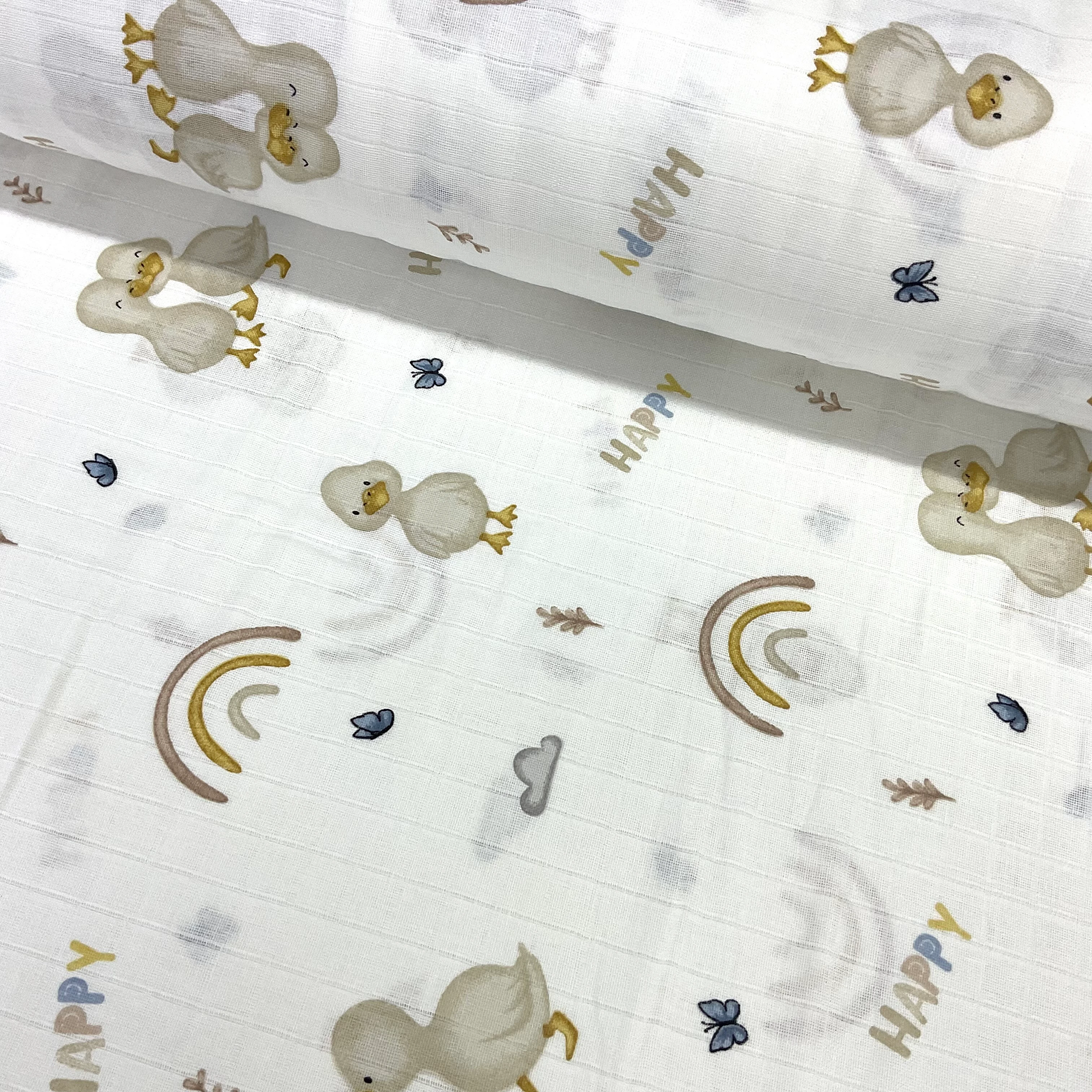 Mutlu Ördekler Müslin Bez Kumaş