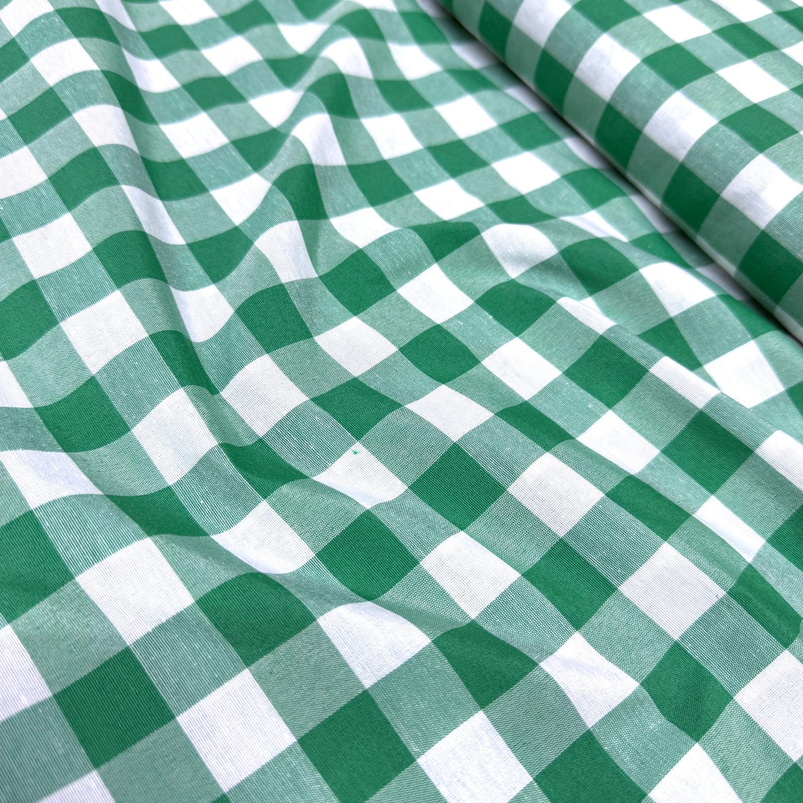 Ekose Zefir Kumaş - Nefti Yeşil