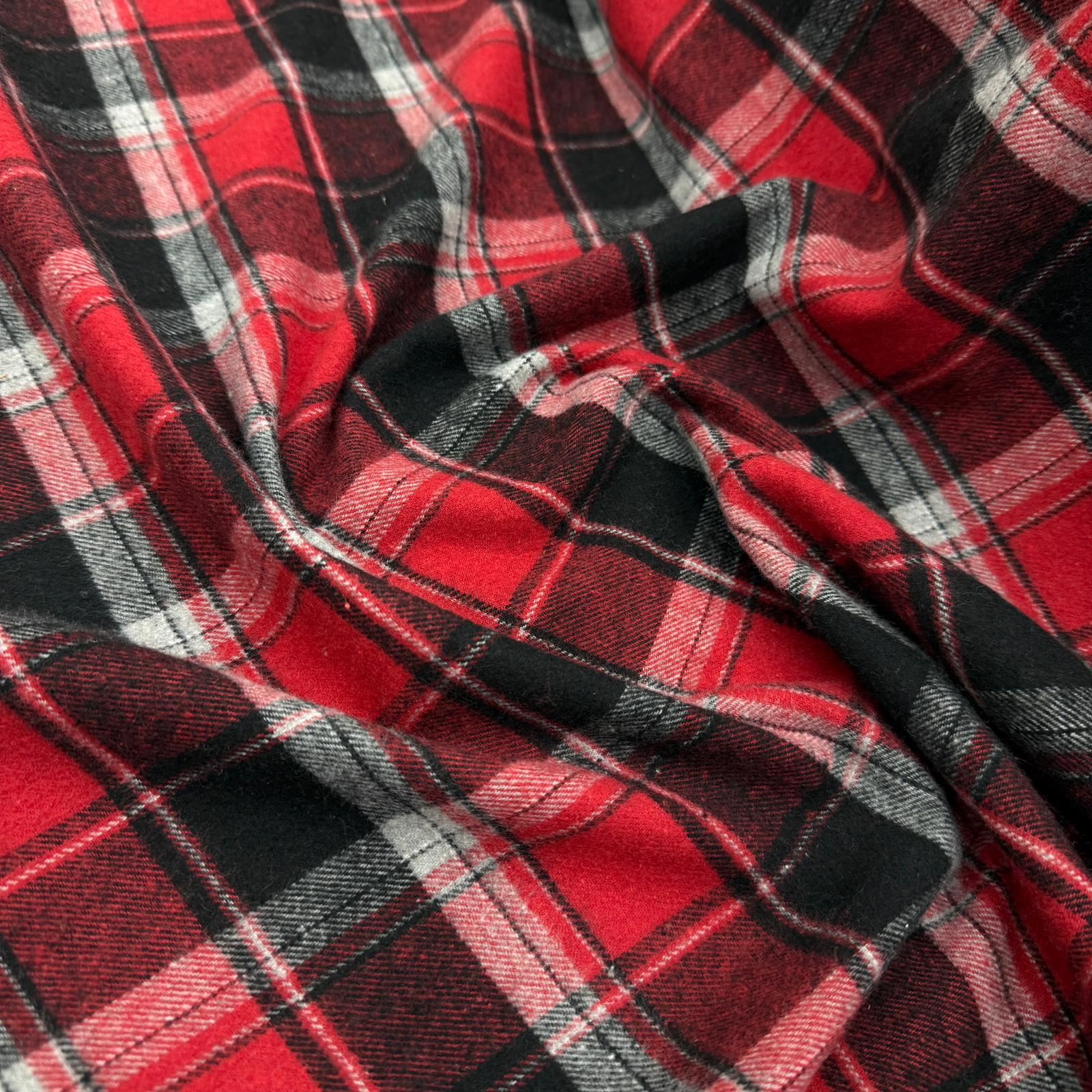 Kırmızı-Gri Ekoseler Oduncu Kumaş