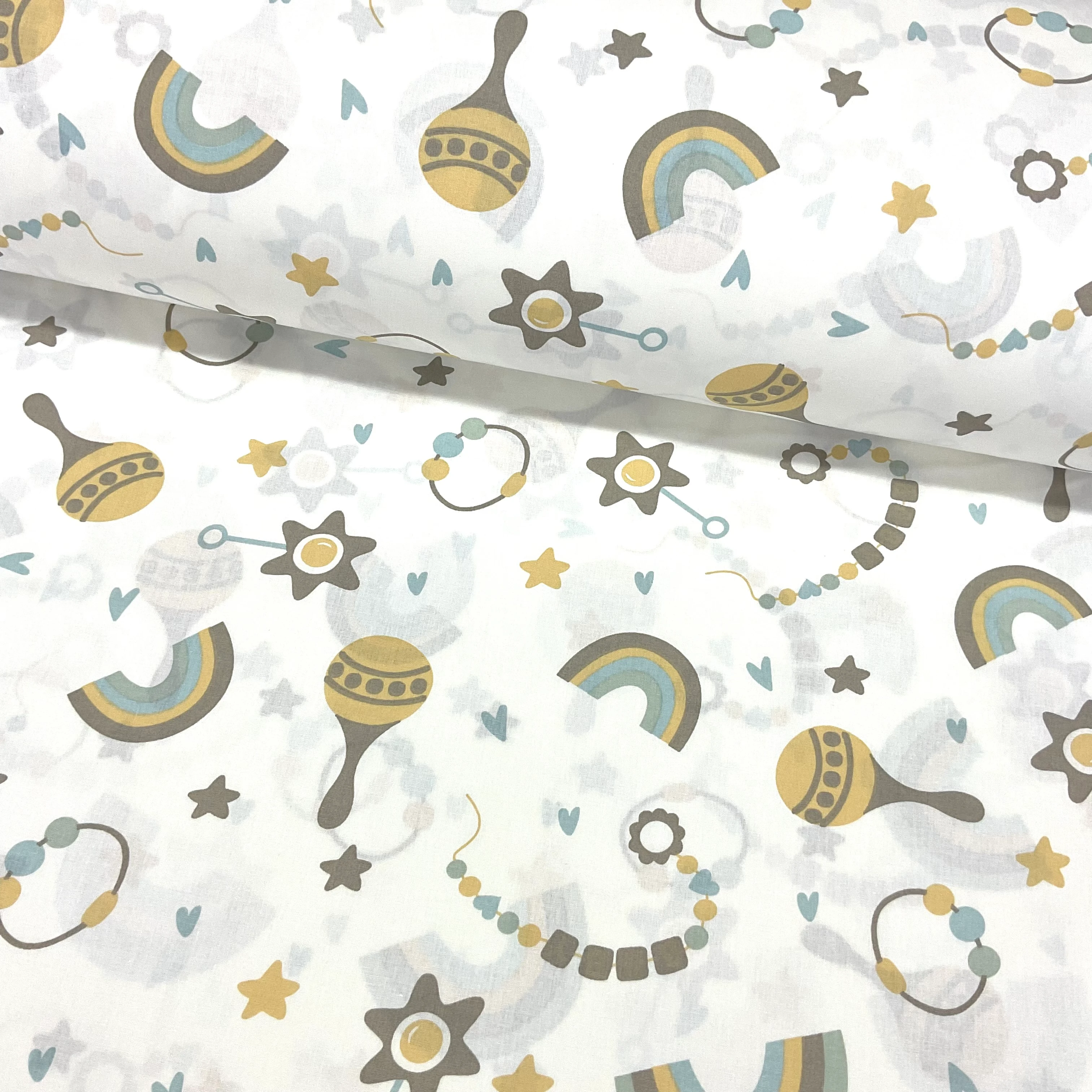 Kahveli Mintli Rüya Poplin Kumaş