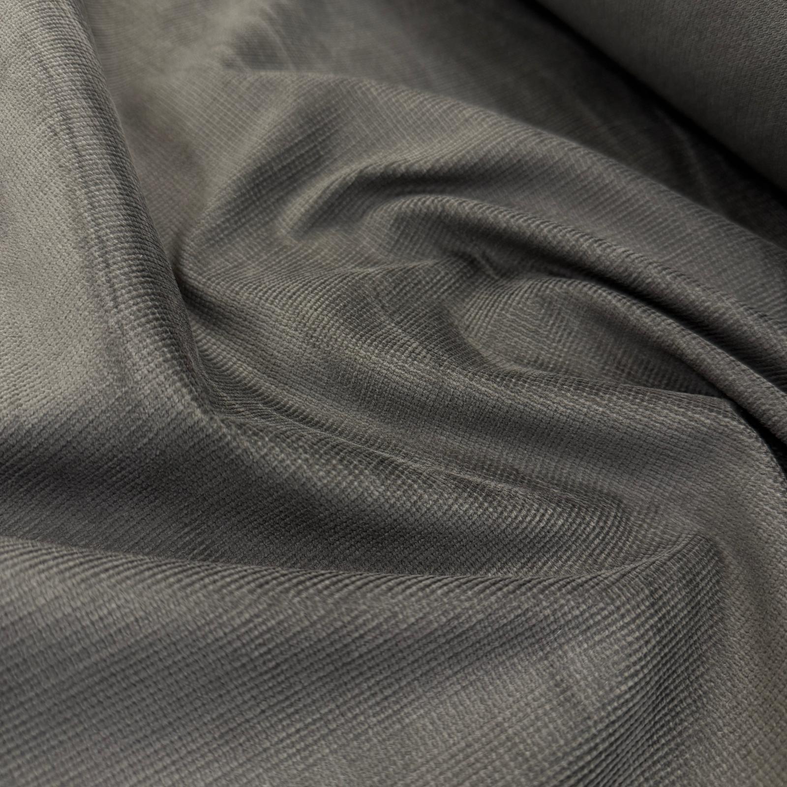 Defolu Koyu Gri Kuro (Kare) Pamuk Fitilli Kadife Kumaş
