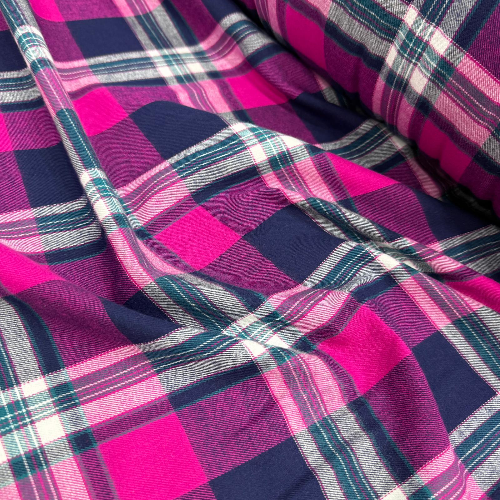 Özel Üretim Menekşe Ekose %100 Pamuklu Kumaş