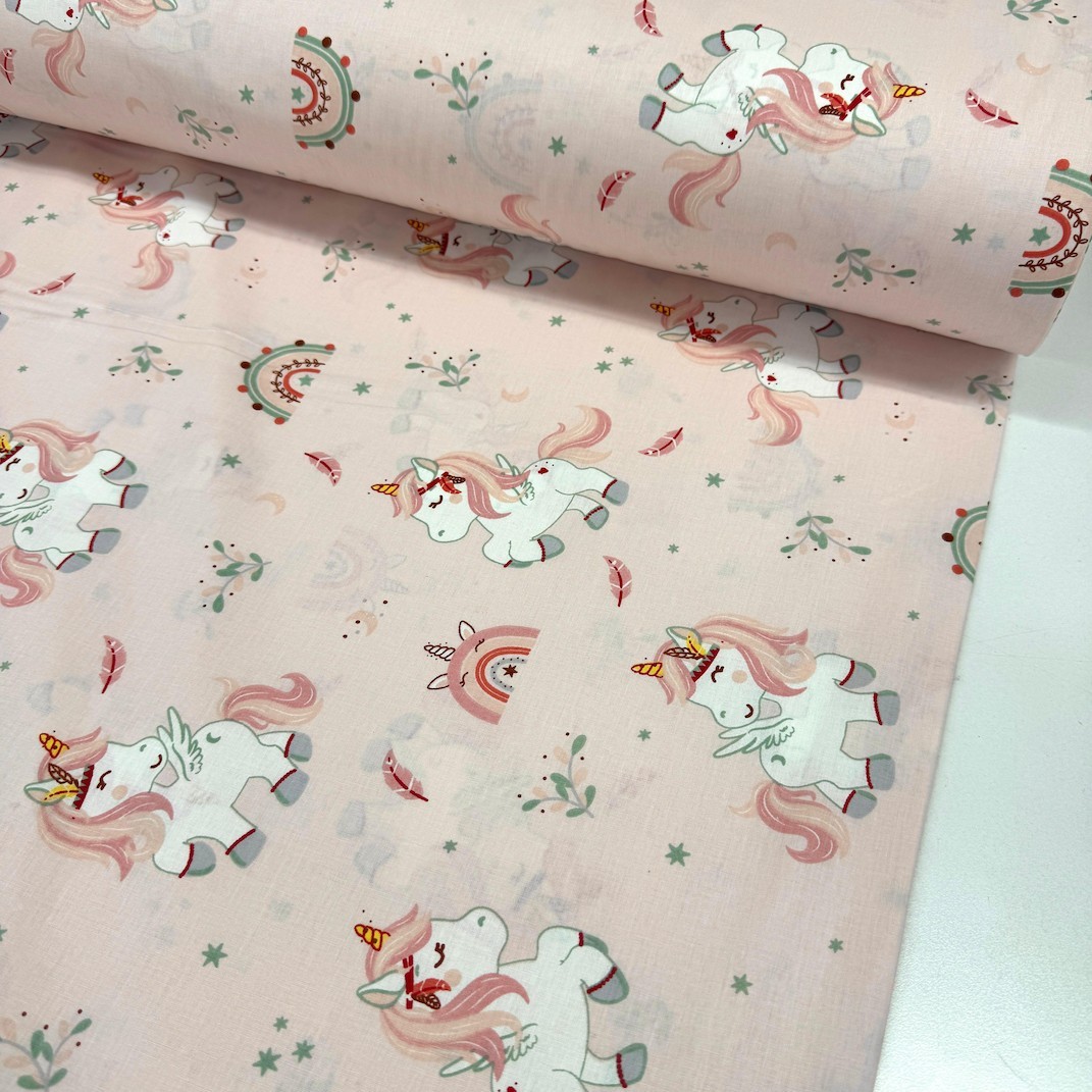 Neşeli Unicorn Poplin Kumaş