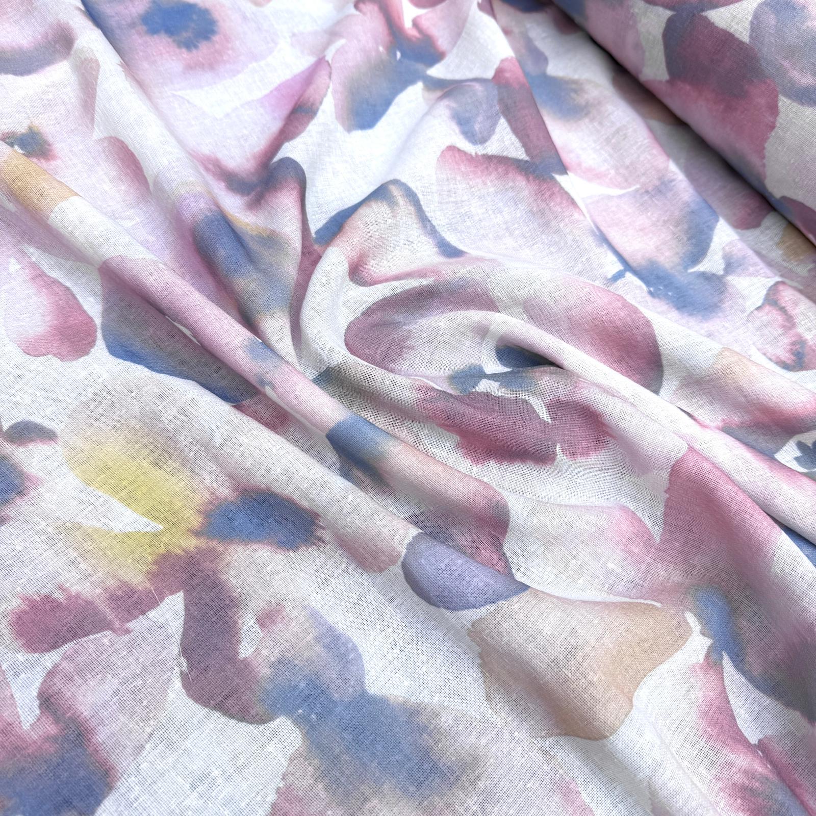 Pastel Çiçekler Perdelik Tül Kumaş