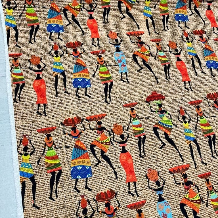 Jüt Afrikalı Kızlar Dijital Baskı Kumaş