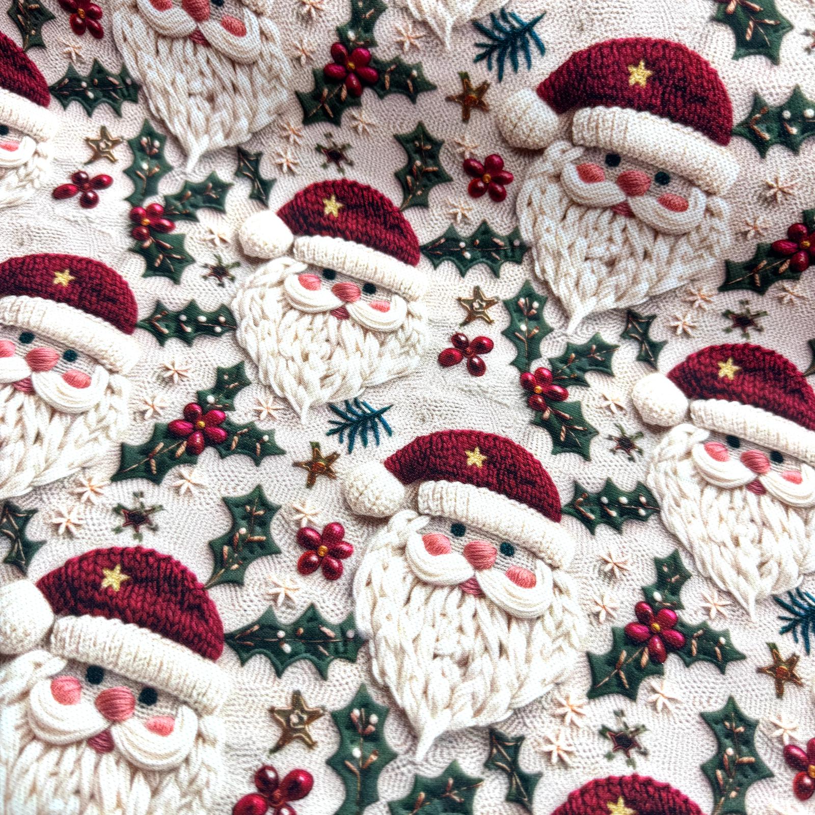 Örgü Desenli Noel Baba 3D Dijital Baskı Kumaş