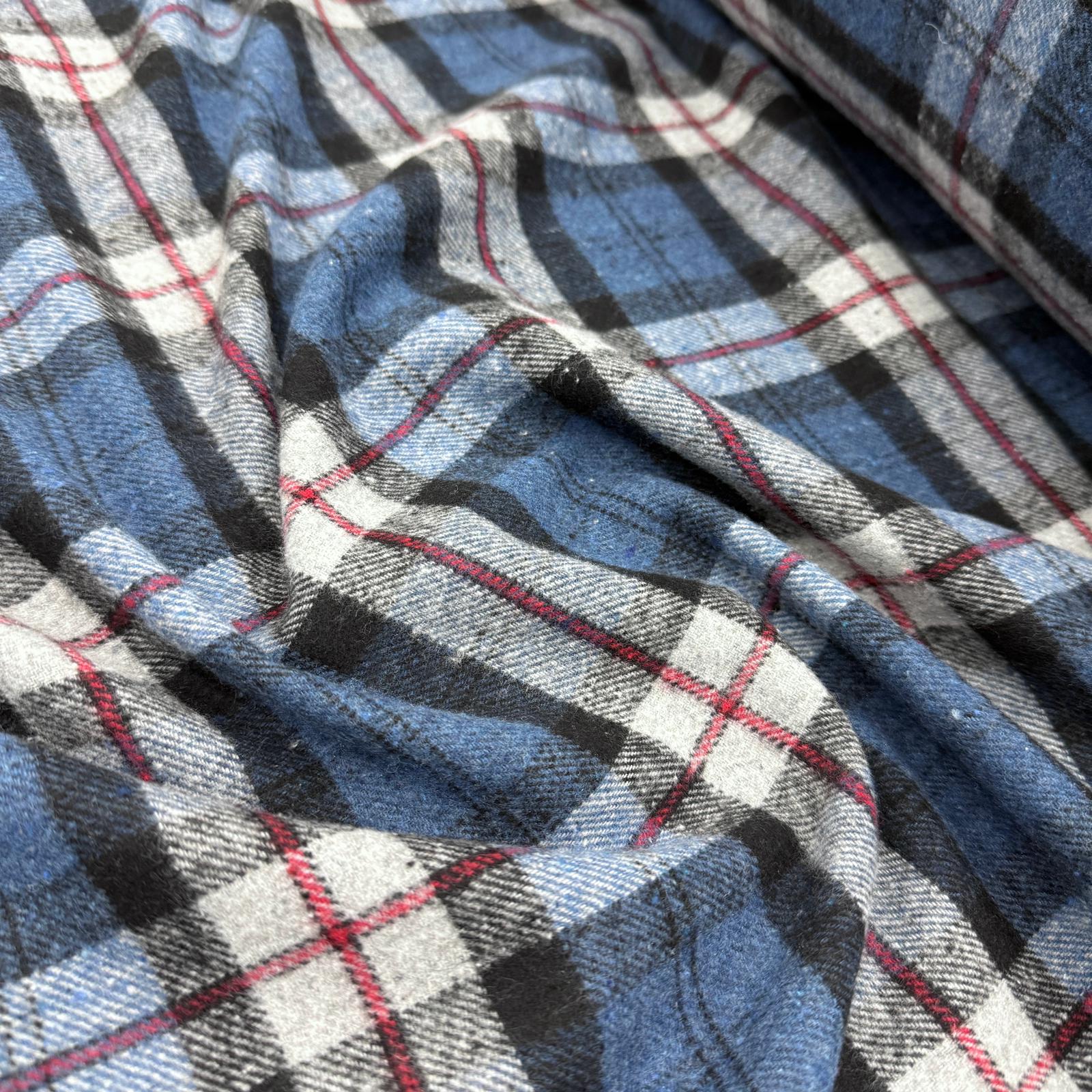 İndigo Mavi Ekoseler Oduncu Kumaş