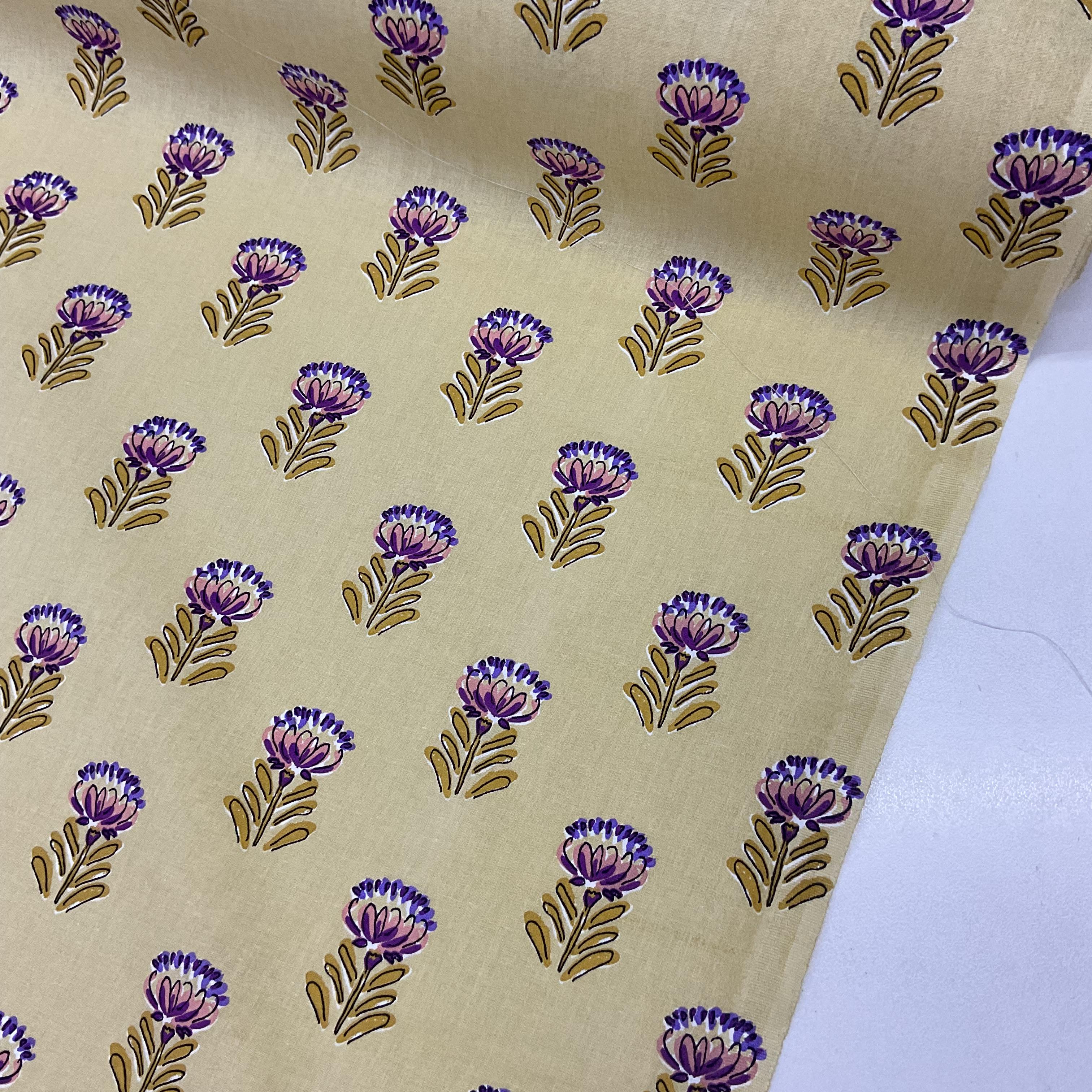 Mor Çiçekler Premium Poplin Kumaş