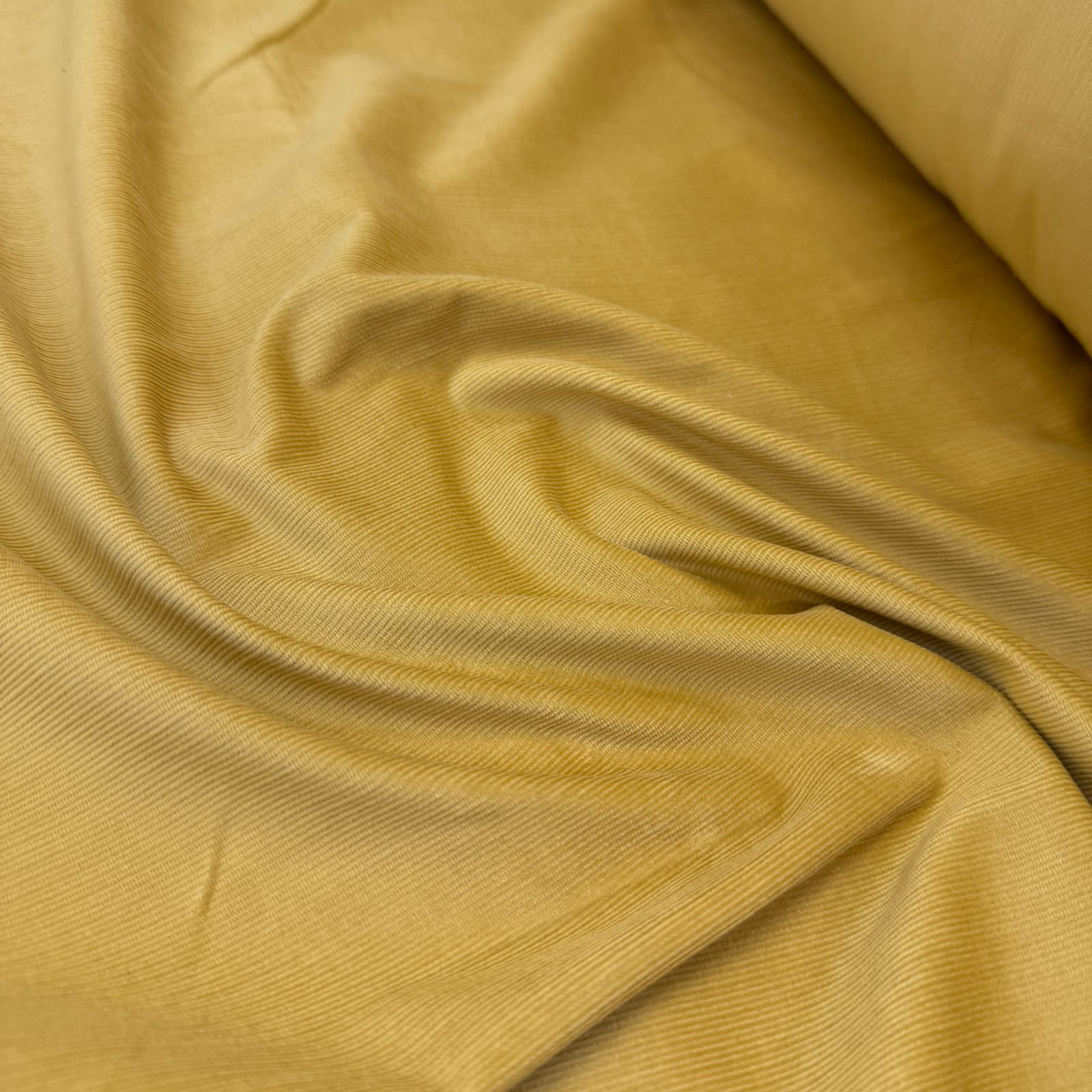 Sarı Hafif Likralı İnce Pamuk Fitilli Kadife Kumaş