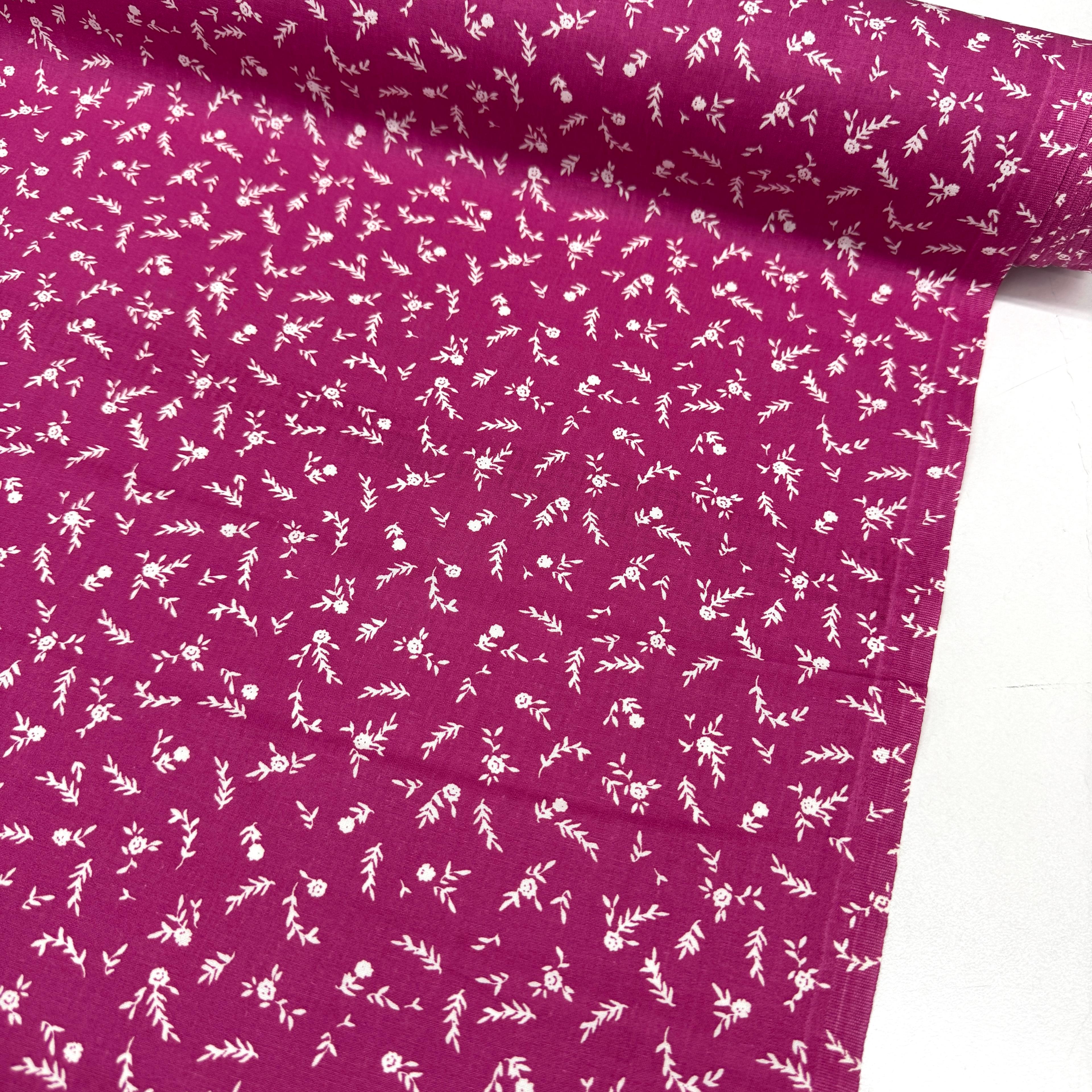 Fuşya Çiçekler Premium Poplin Kumaş