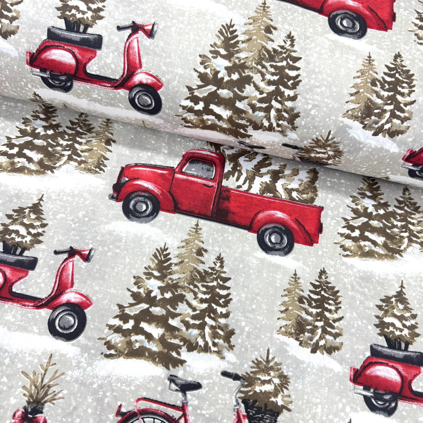 Kırmızı Kamyon Poplin Kumaş