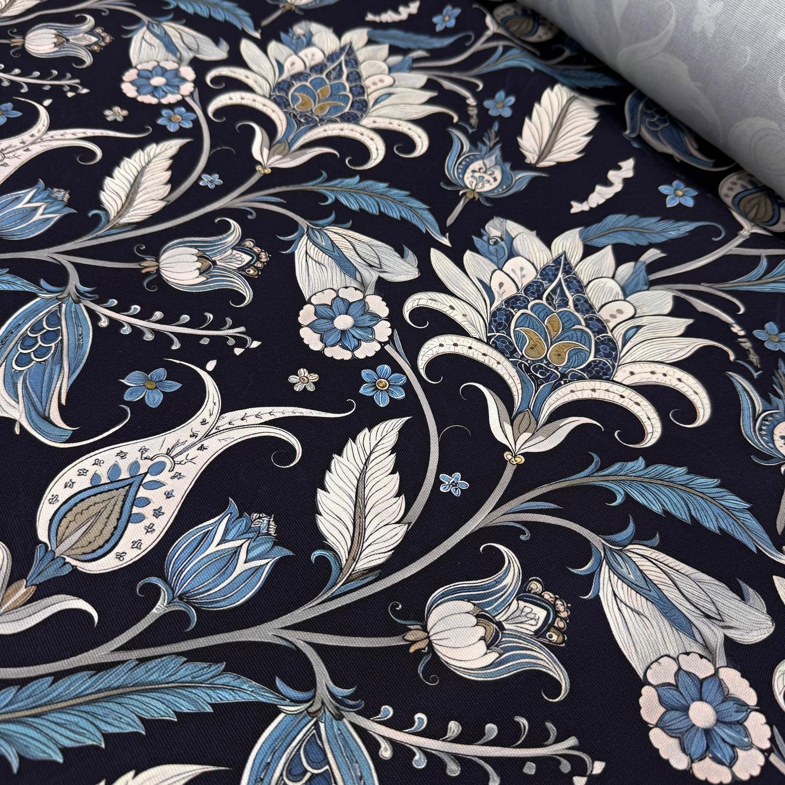 Çini Motifler İntaşlar Markalı Kanvas Kumaş