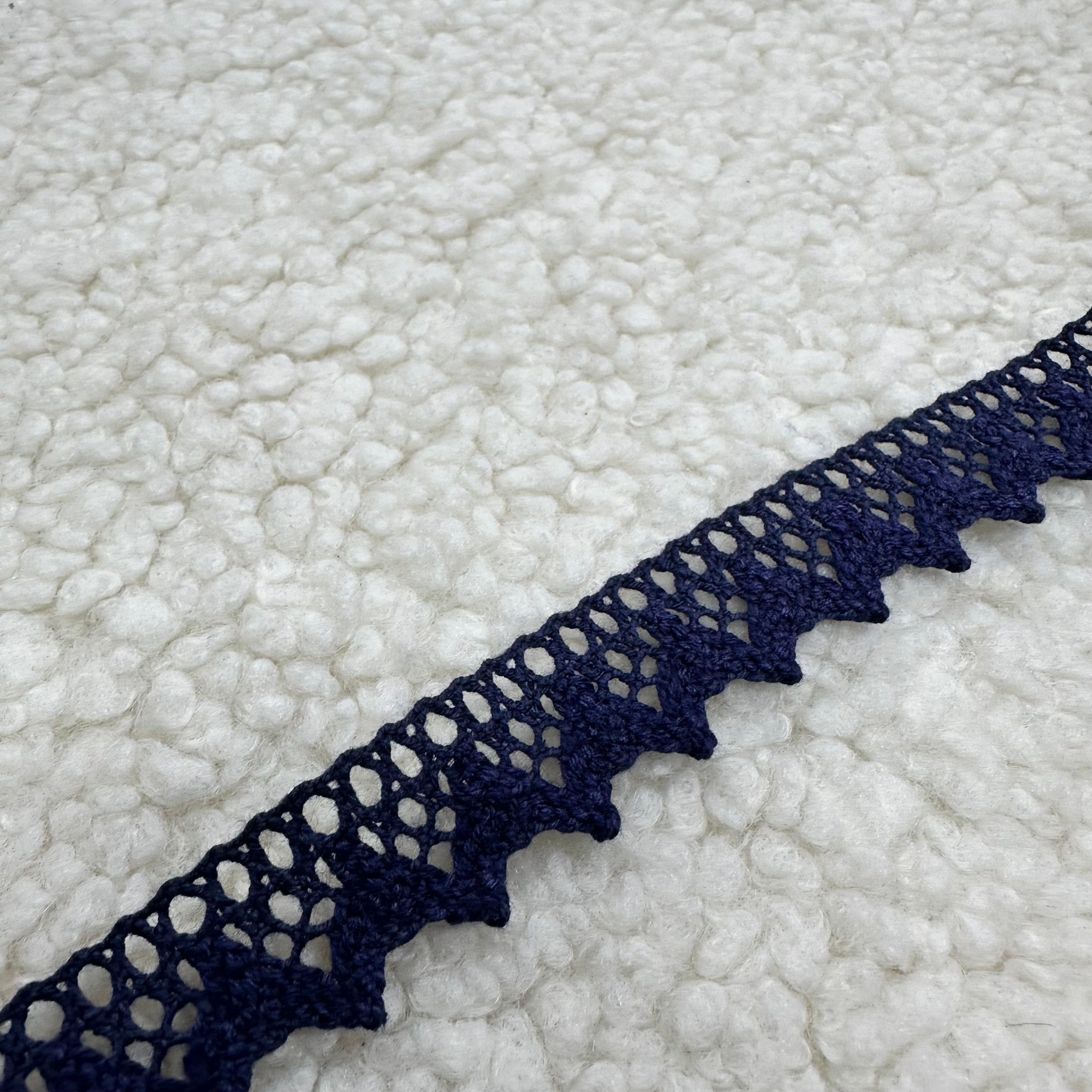 Zigzaglı Lacivert Pamuklu Kopanaki