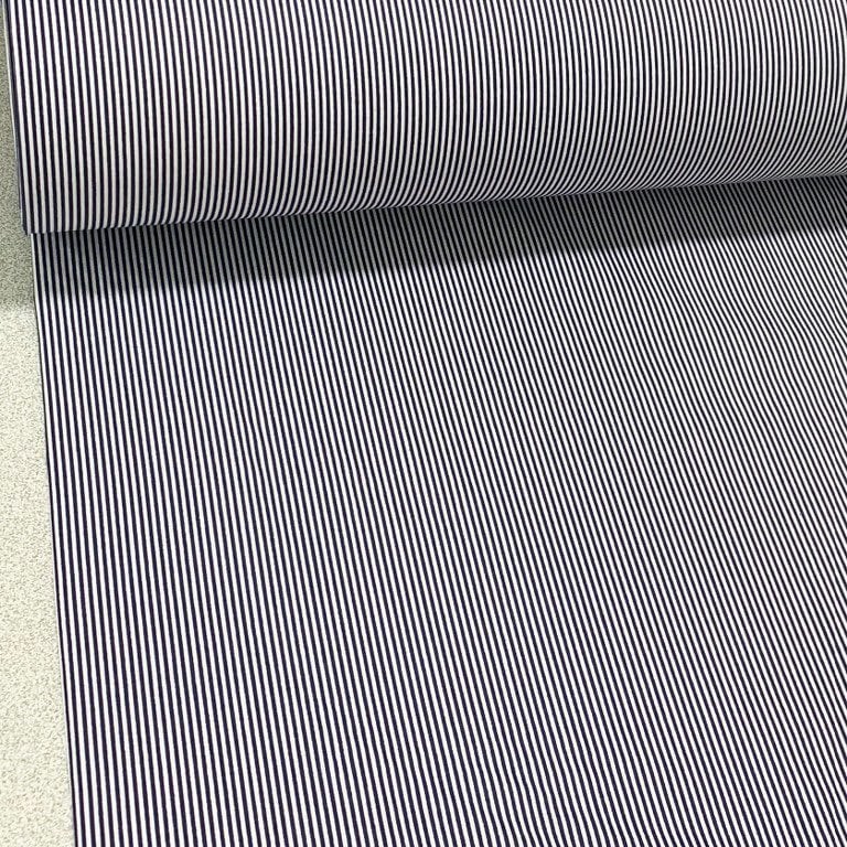 Lacivert İnce Çizgiler Poplin Kumaş