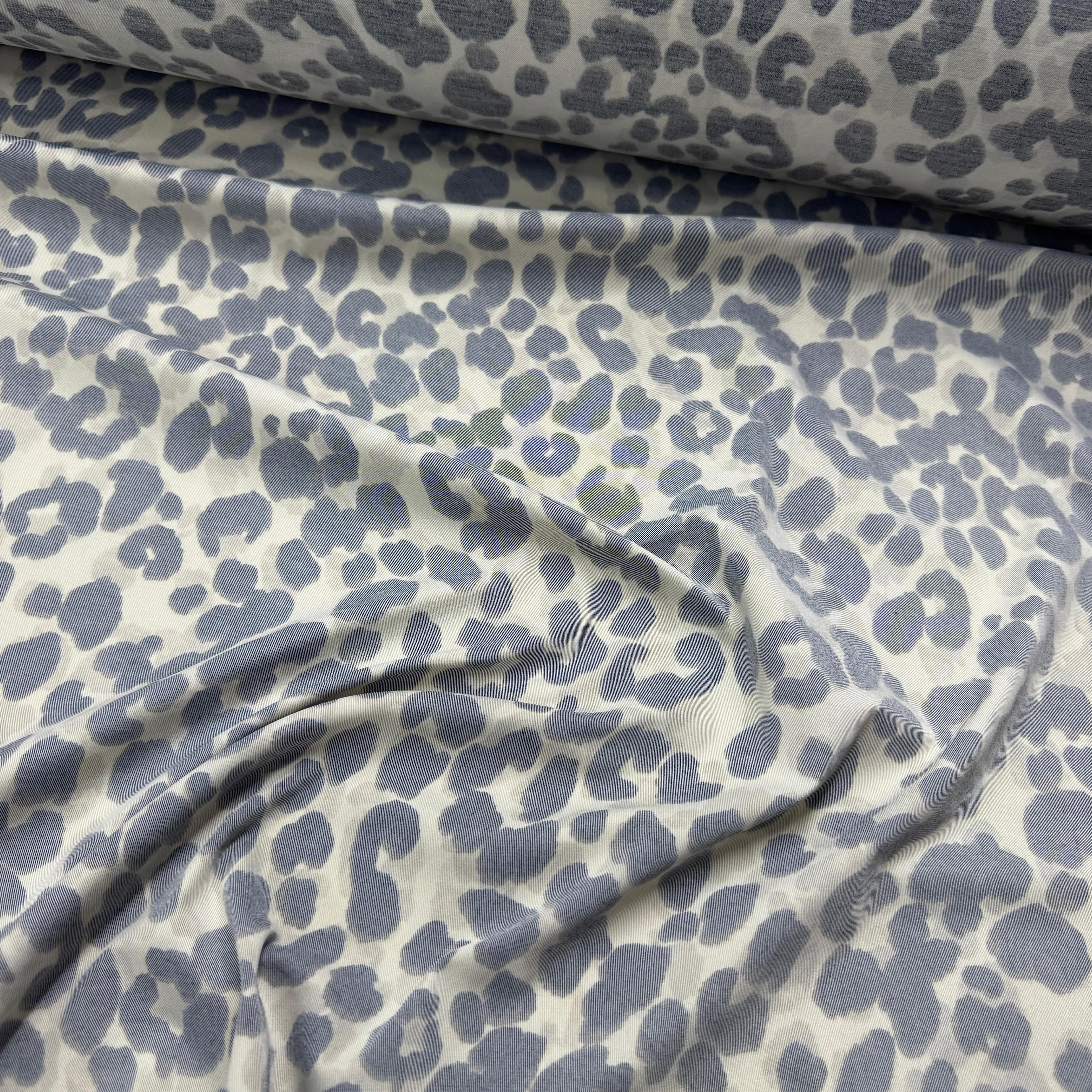 Pastel Leopar Likralı Gabardin Kumaş