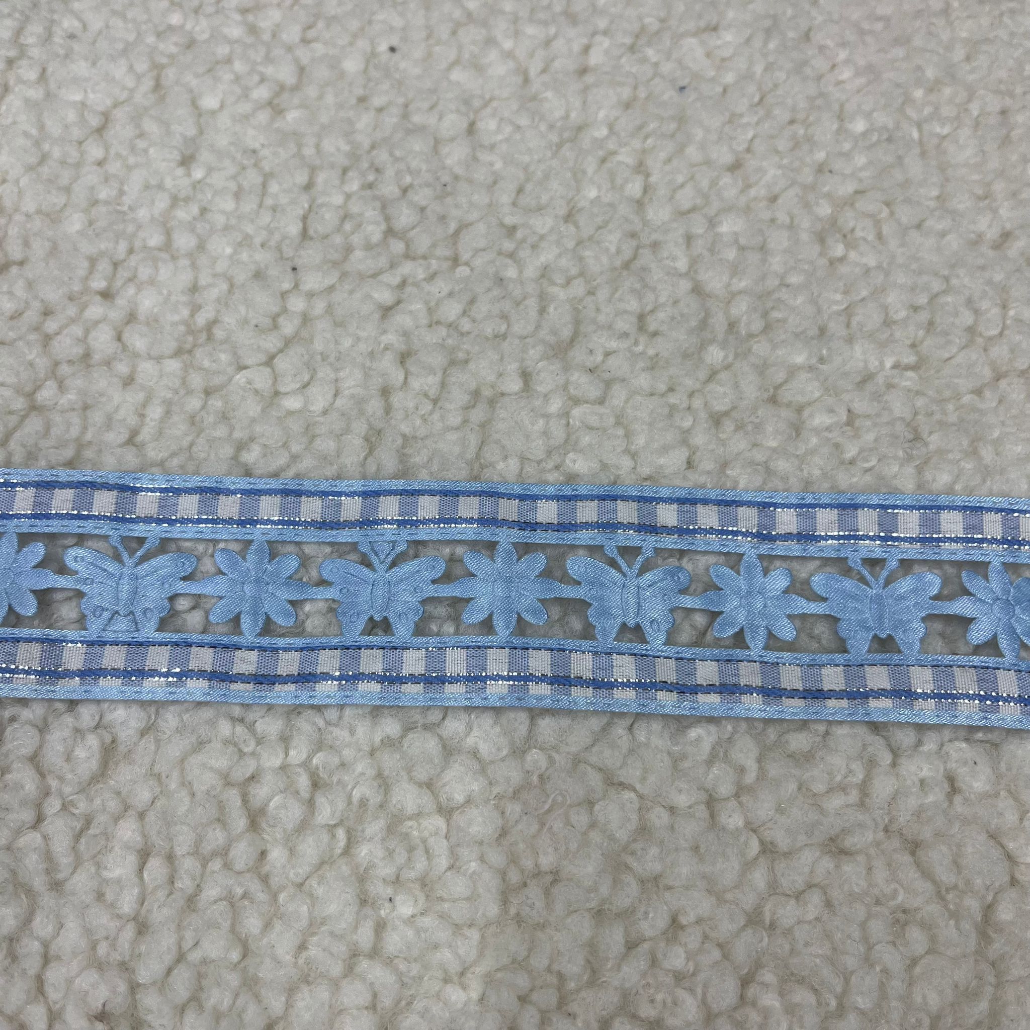 Mavi Çiçekli Geniş Enli Kurdele