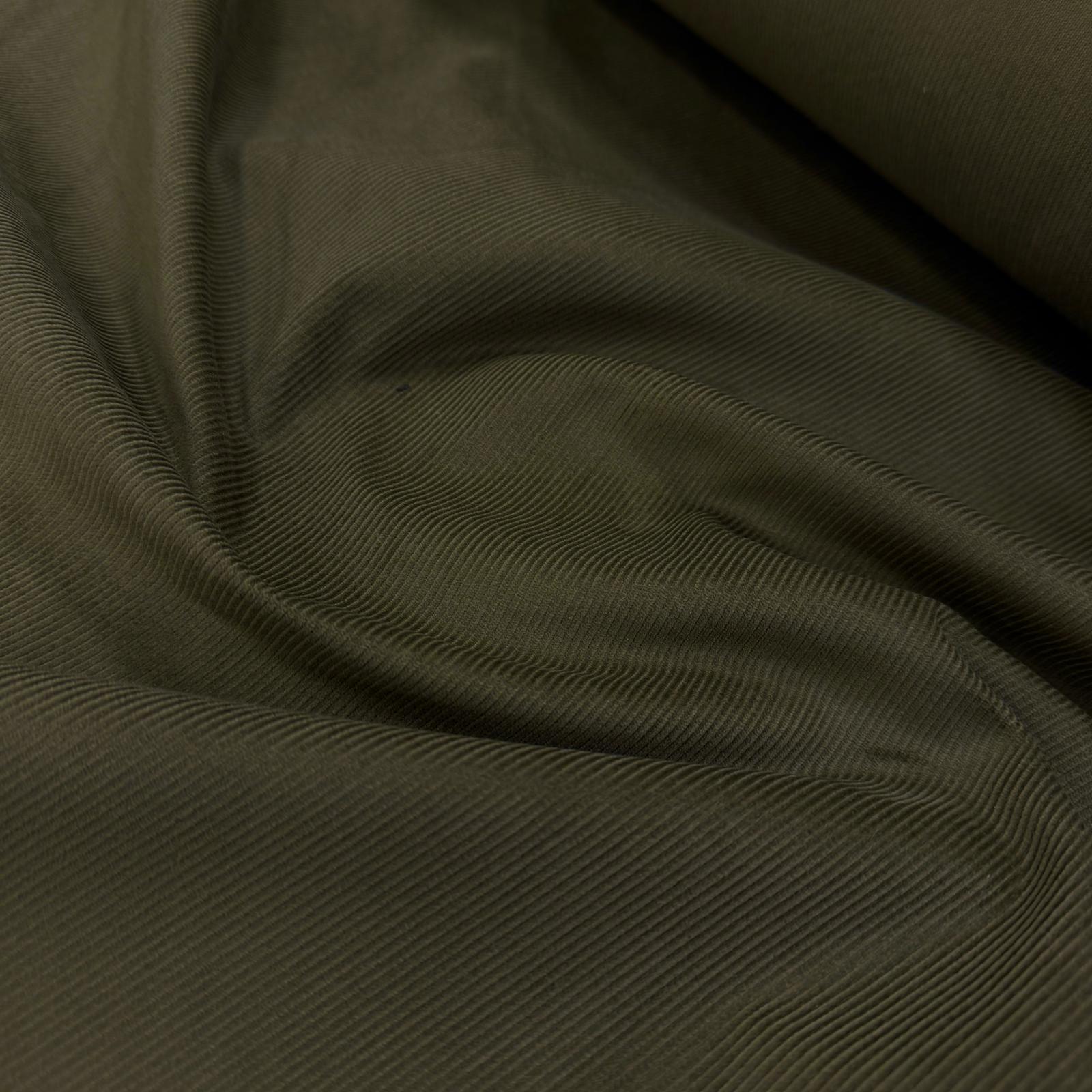 Likrasız Haki İnce Pamuk Fitilli Kadife Kumaş