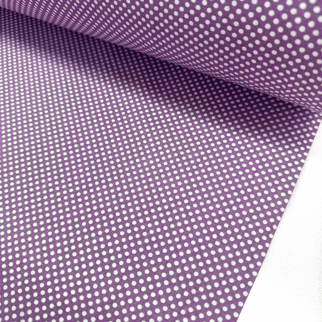 Koyu Lila Küçük Puantiyeli Poplin Kumaş